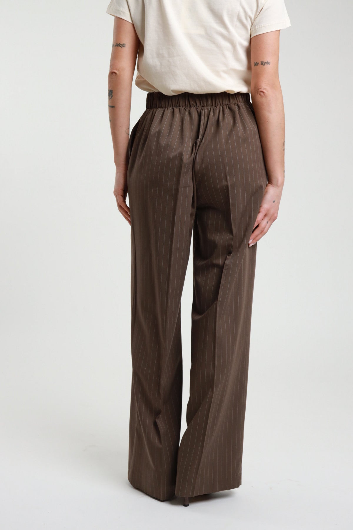 SUSY MIX PANTALONE GESSATO MORO