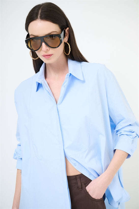 KIKISIX CAMICIA ‘AMAMI’ CELESTE