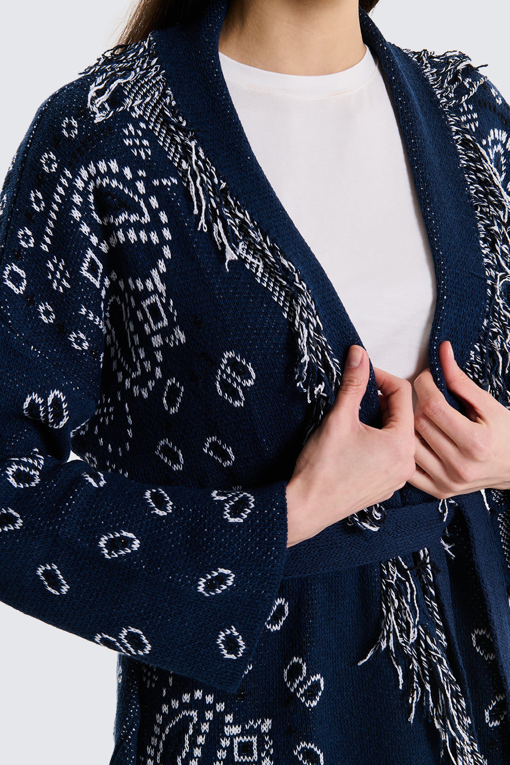 TWO WAY CARDIGAN KABAN PAISLEY BLU