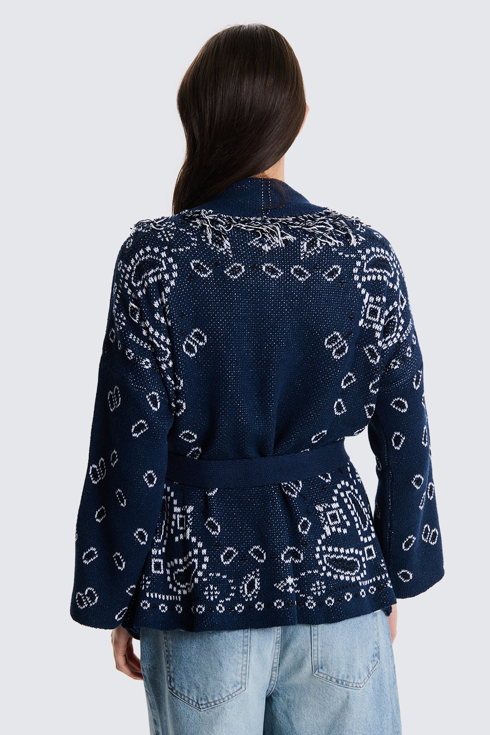 TWO WAY CARDIGAN KABAN PAISLEY BLU