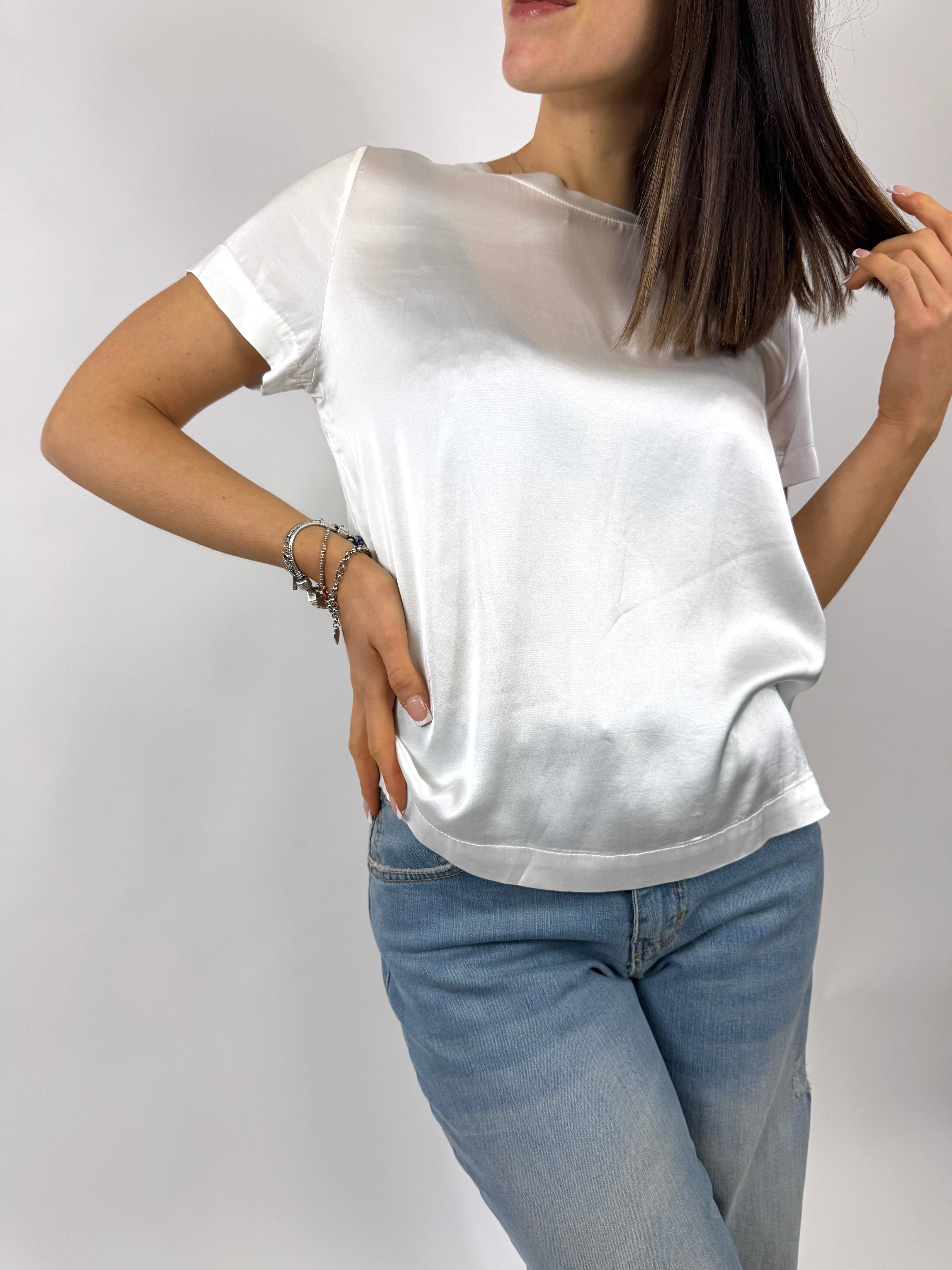 CECILE MAGLIA IN RASO BIANCO