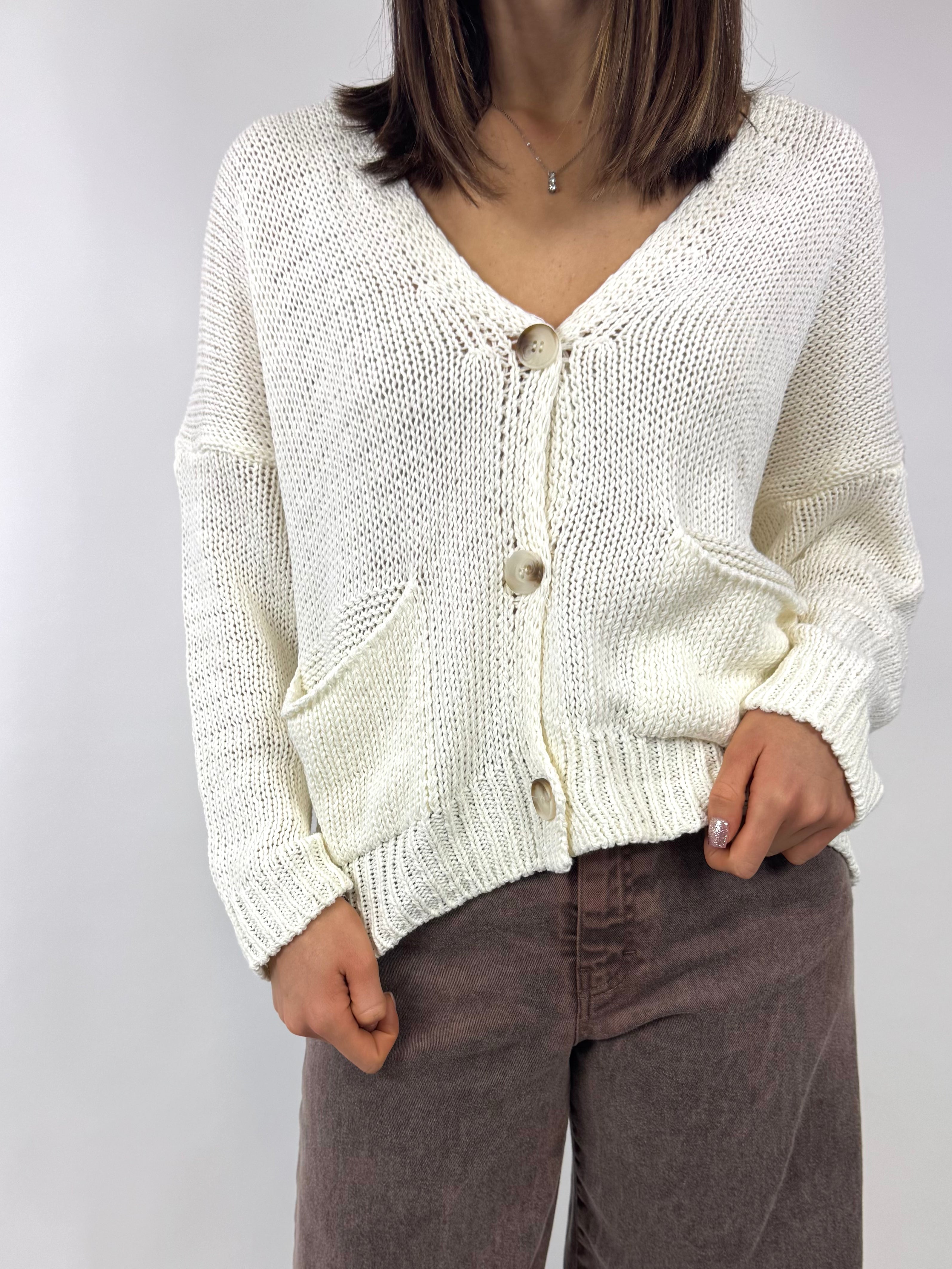 SUSY MIX CARDIGAN MAGLIA CREMA