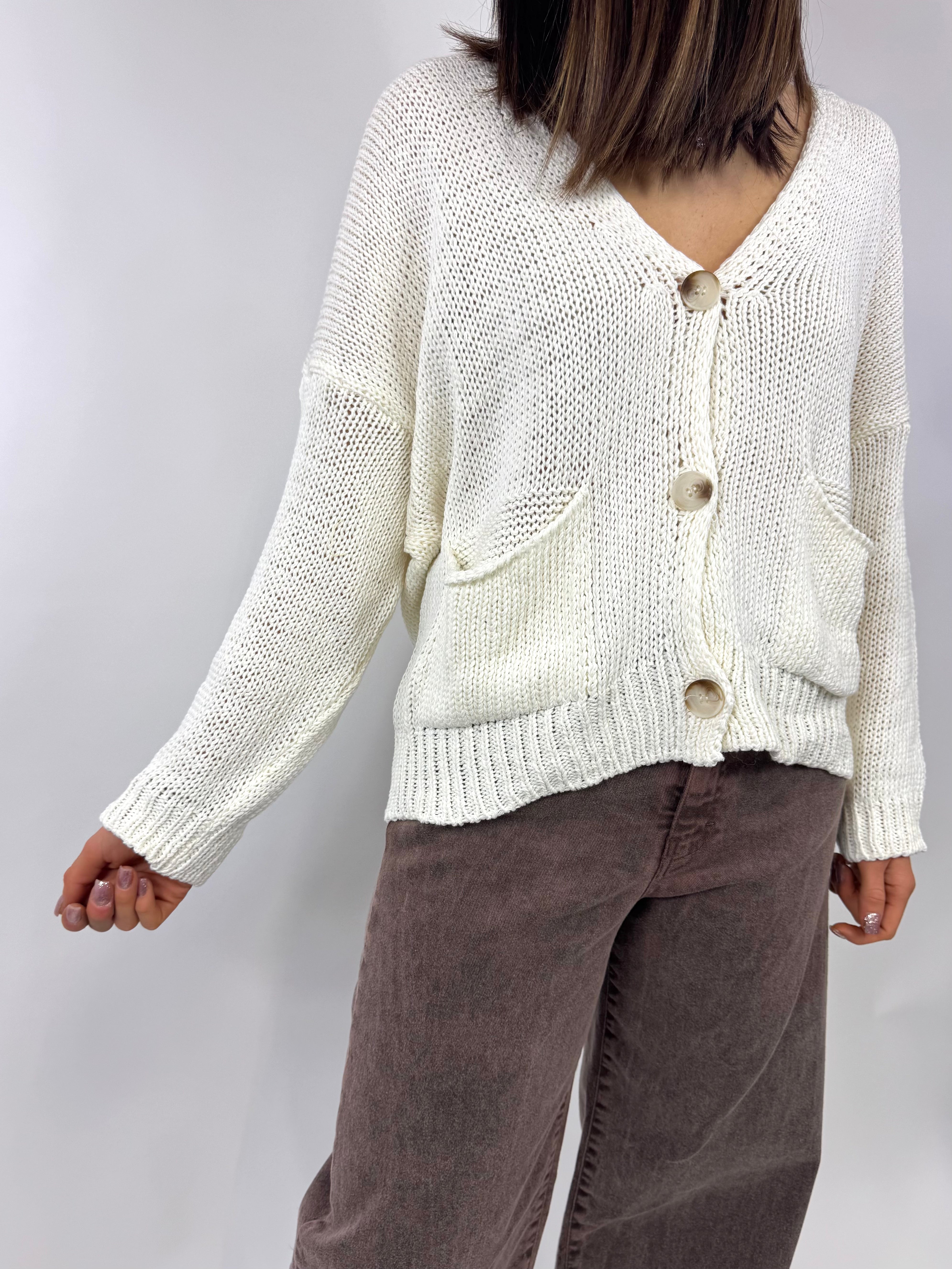 SUSY MIX CARDIGAN MAGLIA CREMA