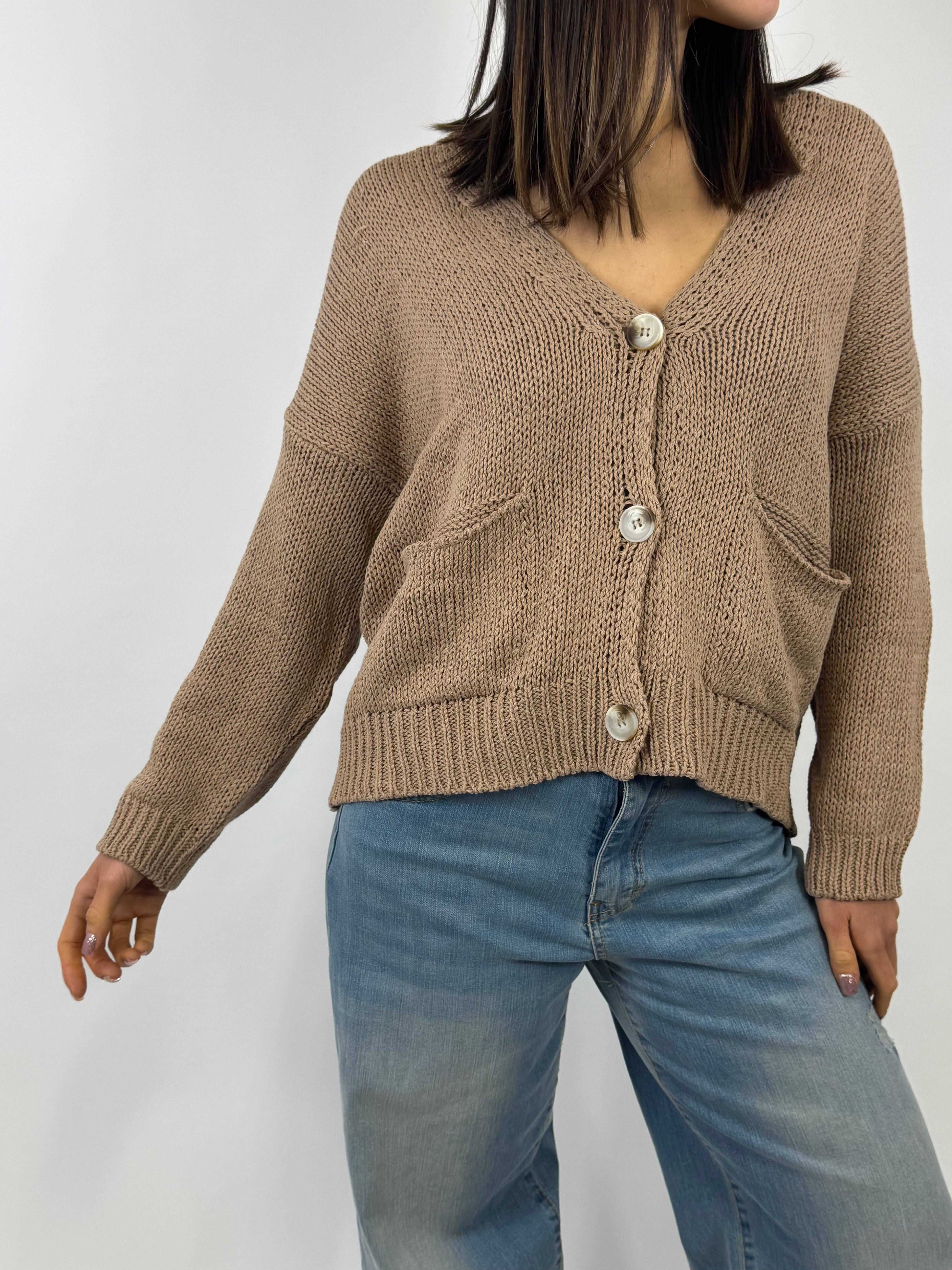 SUSY MIX CARDIGAN IN MAGLIA CORDA