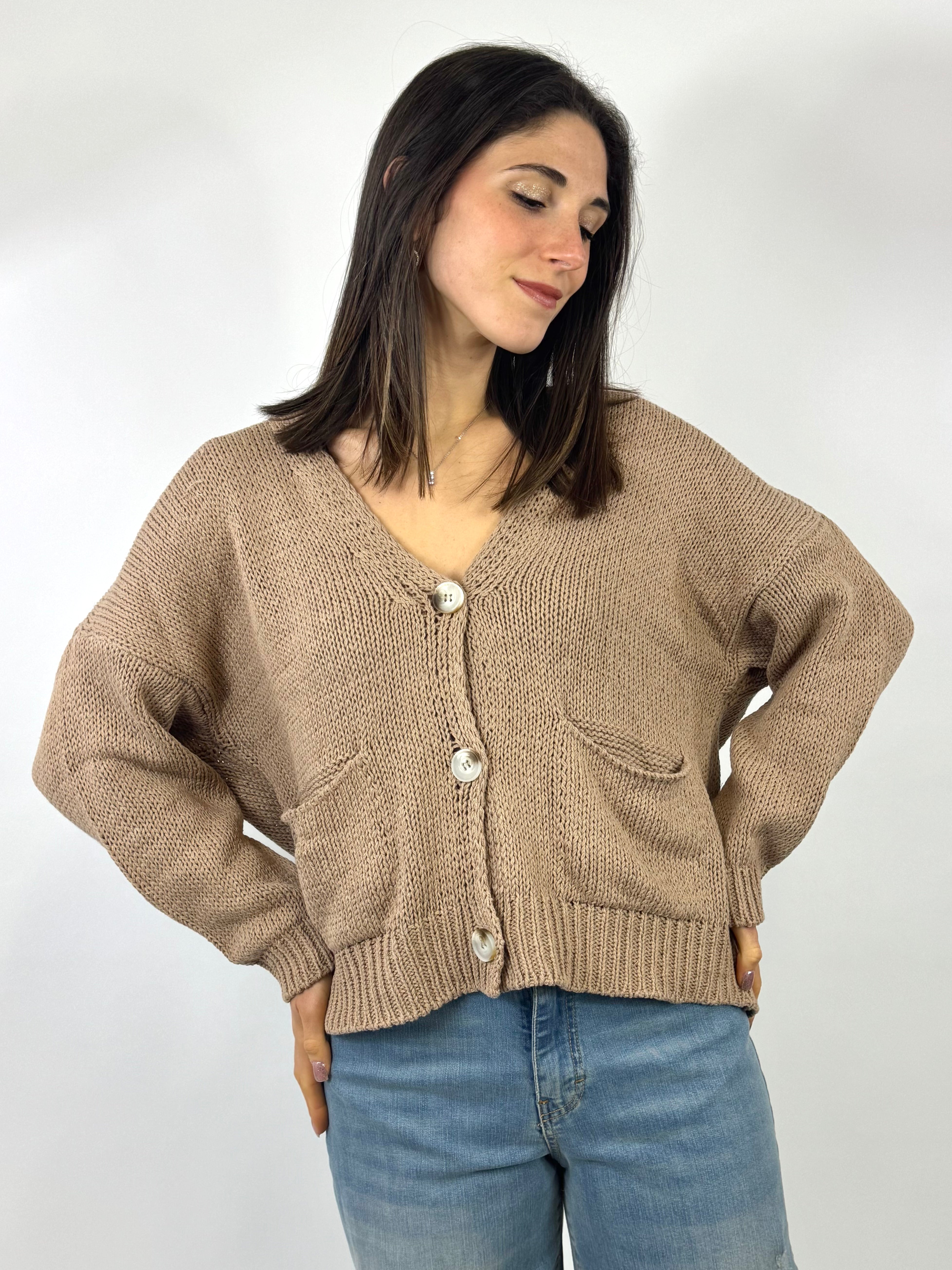 SUSY MIX CARDIGAN IN MAGLIA CORDA