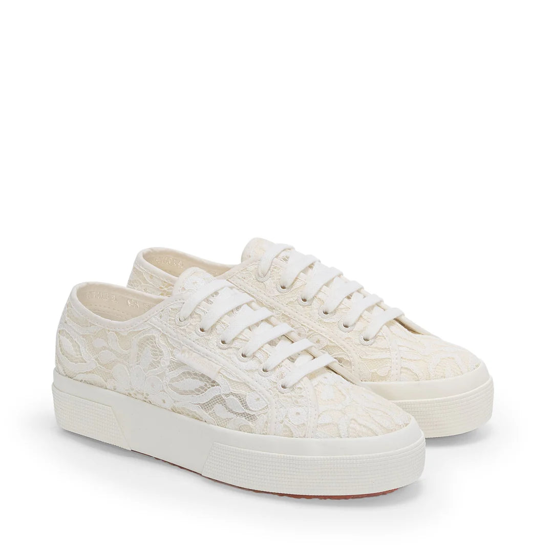 SUPERGA SNEAKERS DONNA 2740 MACRAMÈ PLATFORM AVORIO WHITE