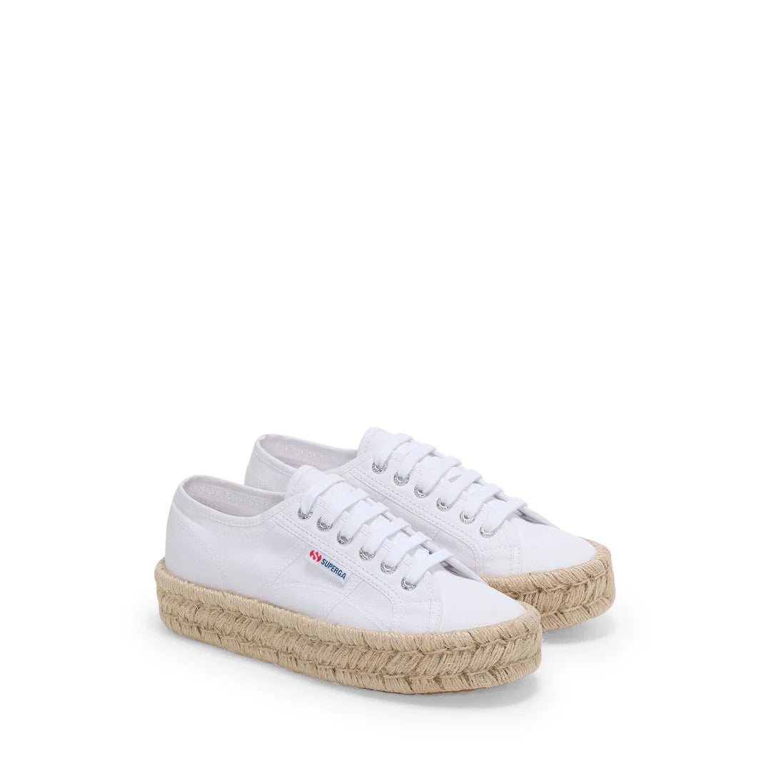SUPERGA SNEAKERS DONNA BIANCO PLATFORM CORDA