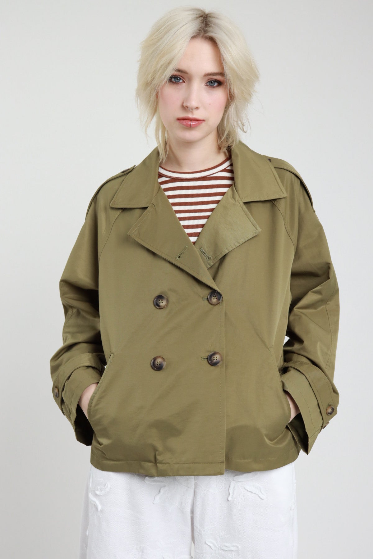SUSY MIX TRENCH CORTO VERDE MILITARE