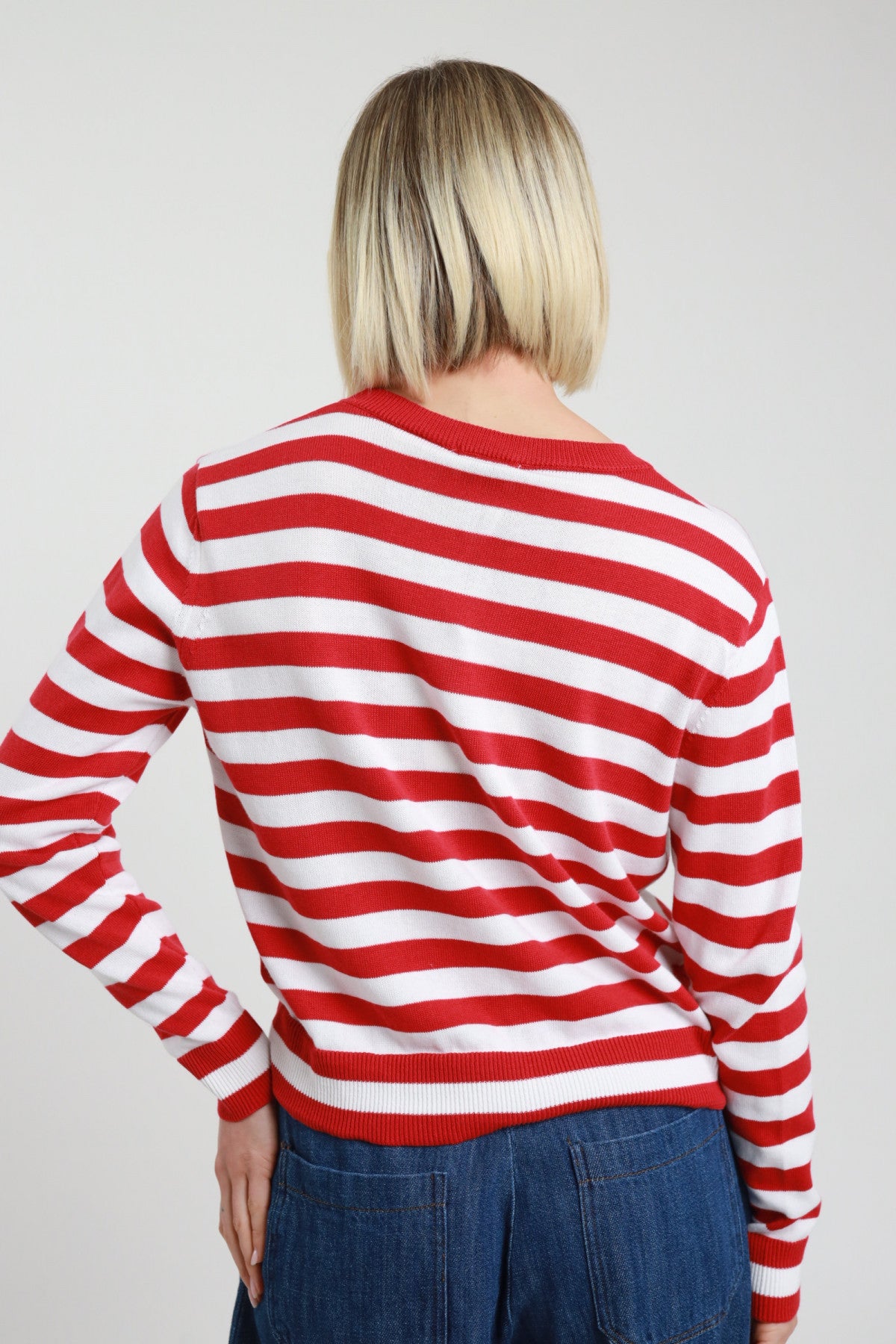 SUSY MIX CARDIGAN RIGHE BIANCO E ROSSO