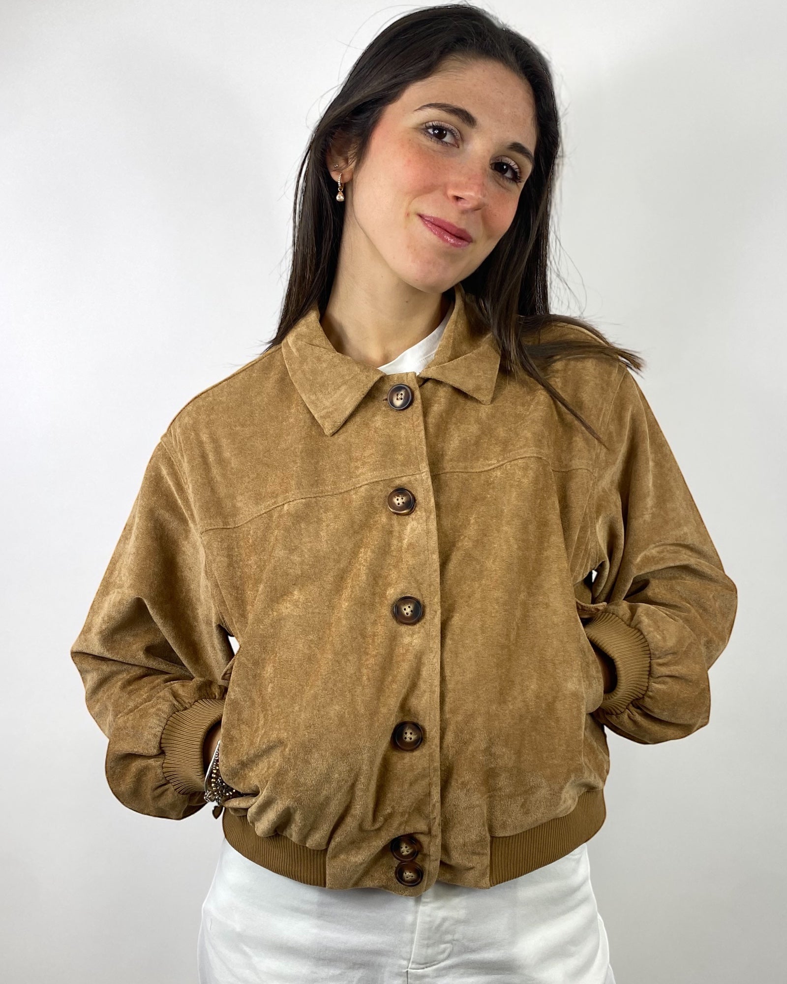 SUSY MIX BOMBER ECO-DAINETTO COGNAC