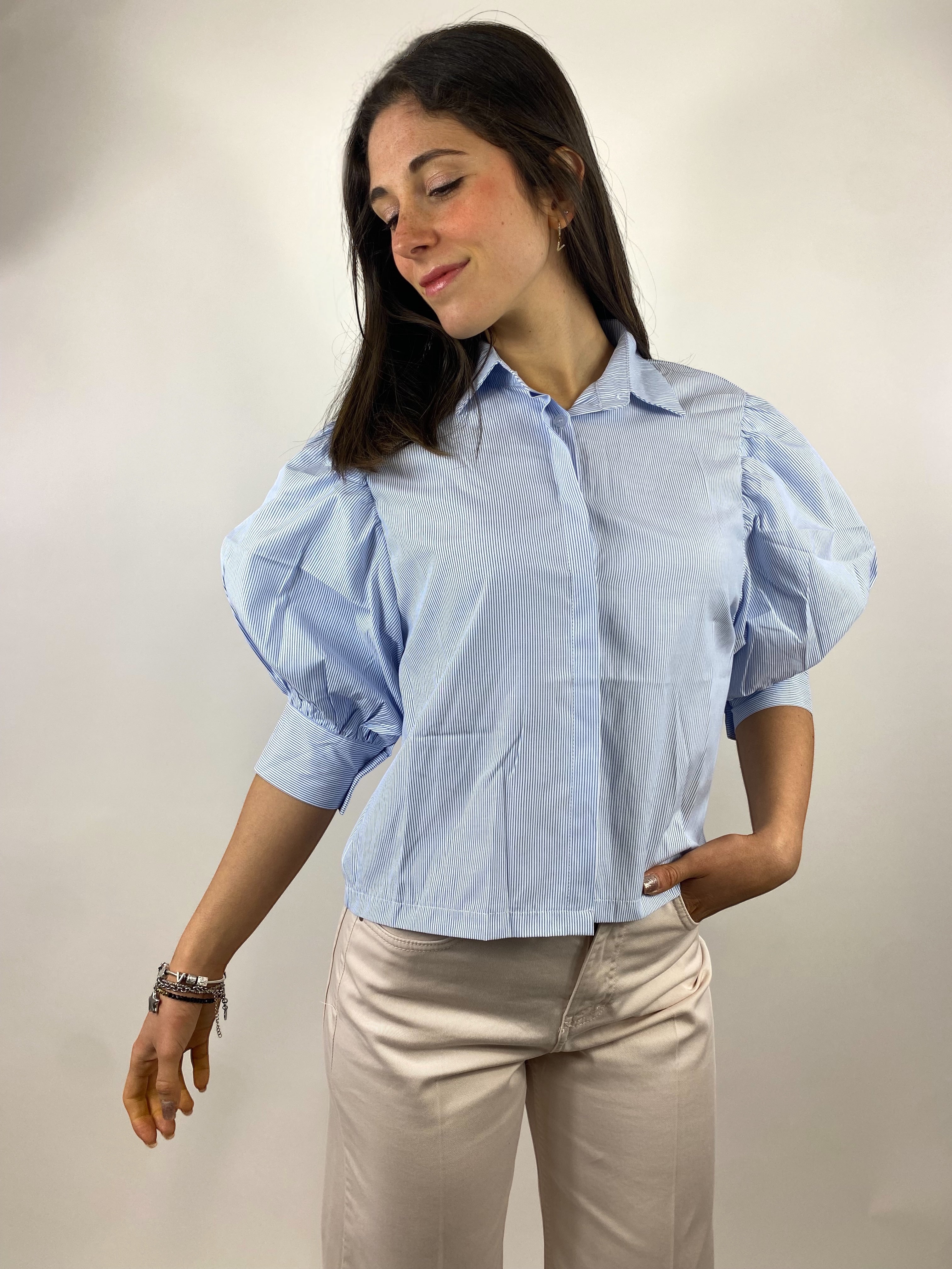 TWO WAY CAMICIA A RIGHE MANICHE PALLONCINO