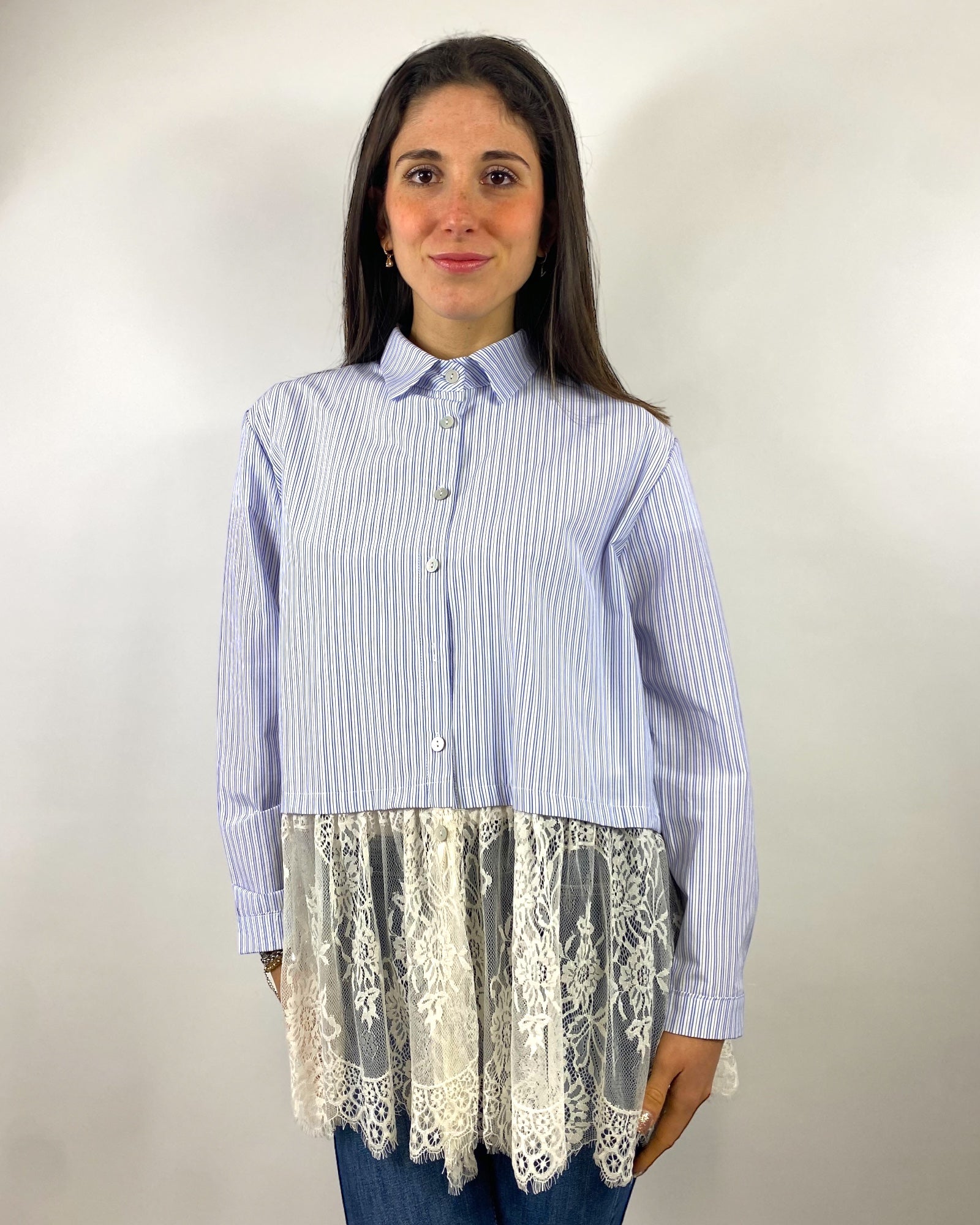 SUSY MIX CAMICIA RIGHE CON PIZZO