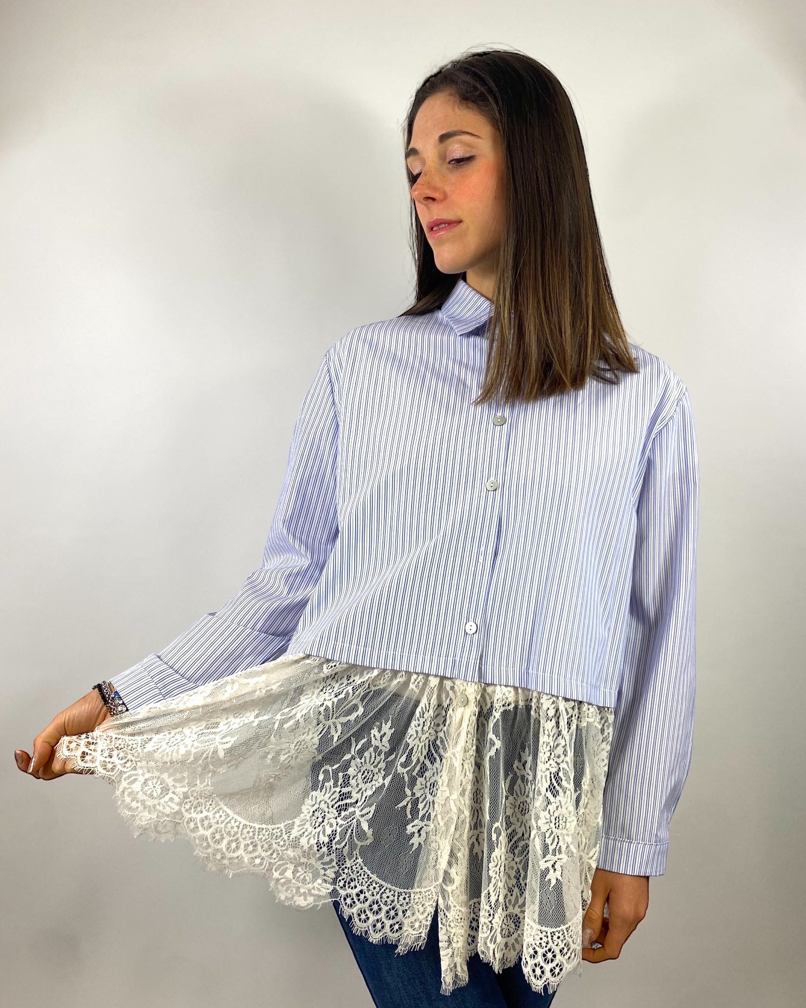 SUSY MIX CAMICIA RIGHE CON PIZZO