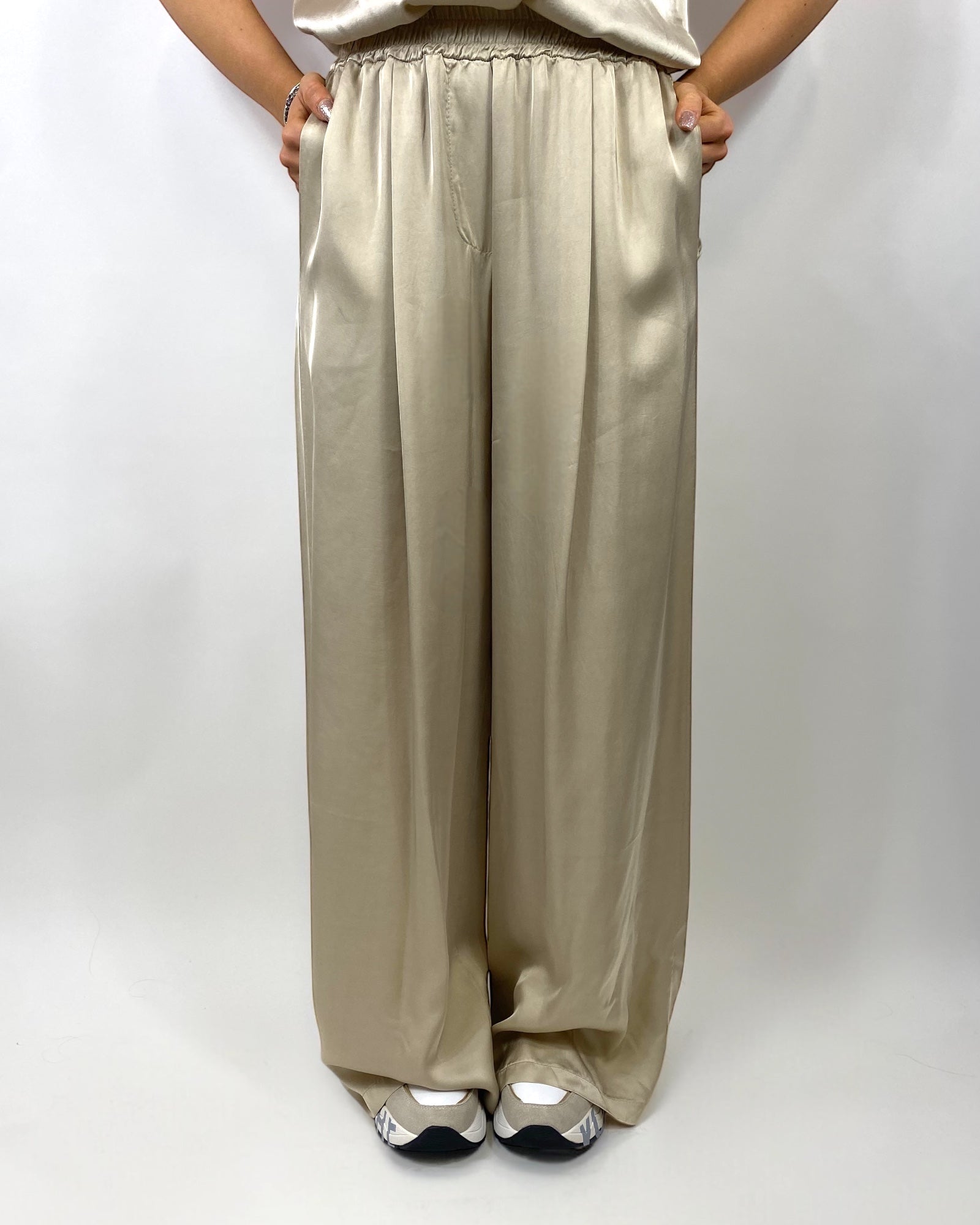 CECILE PANTALONI RASO BEIGE