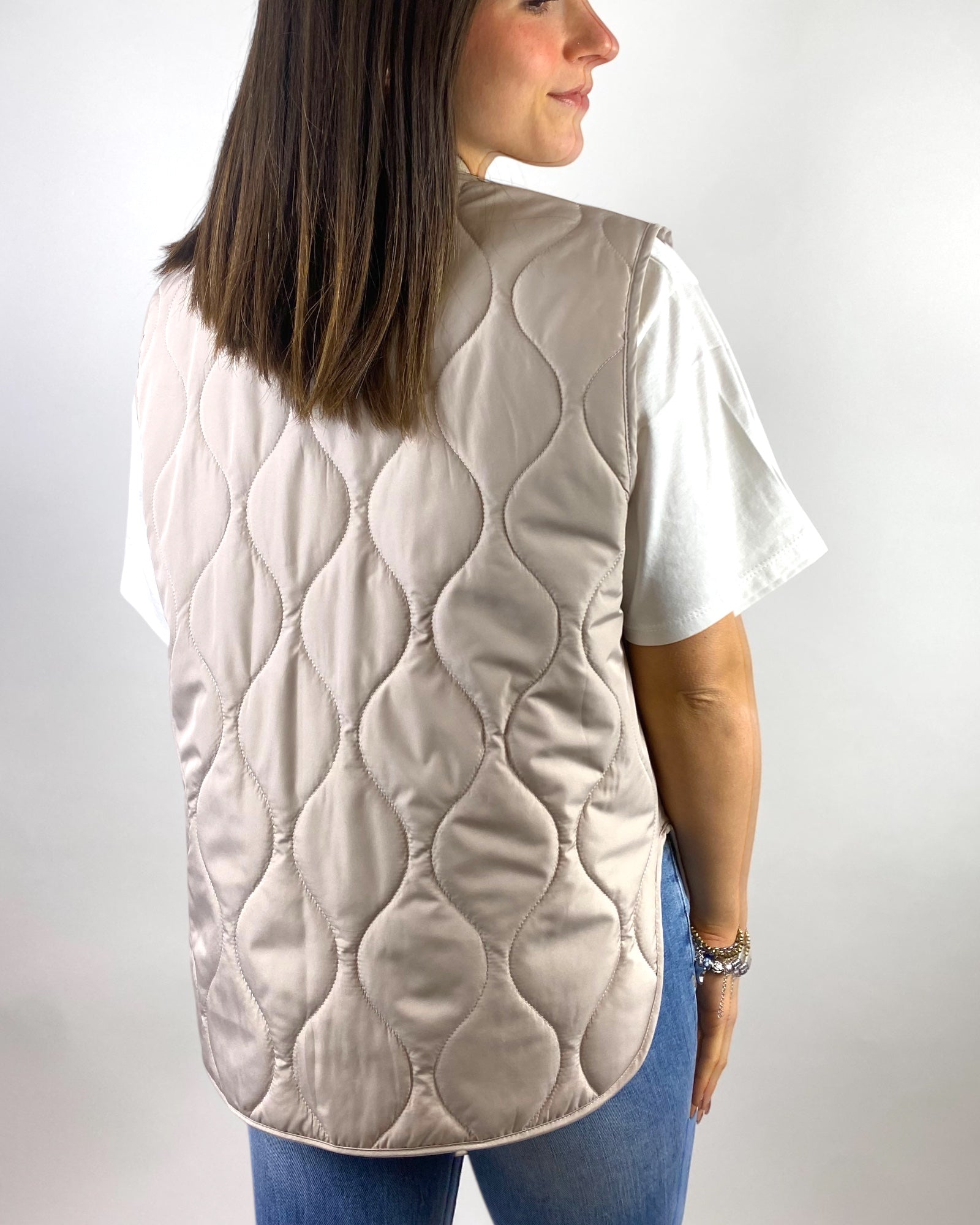 SUSY MIX GILET TRAPUNTATO BEIGE