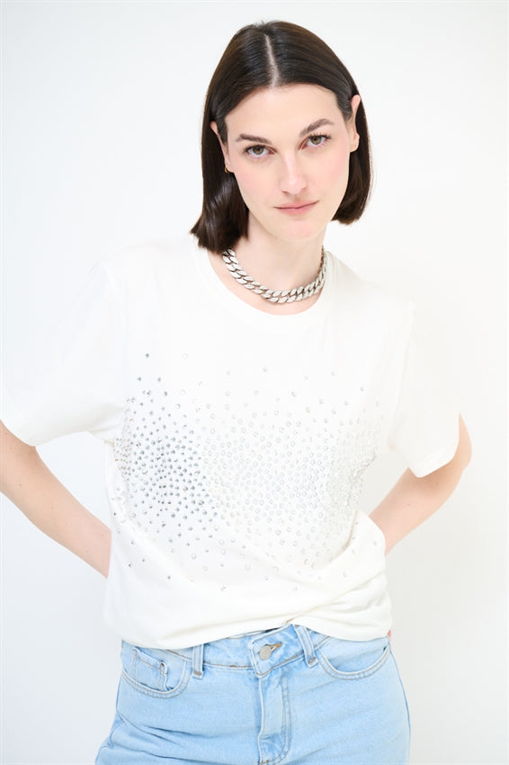 KIKISIX T-SHIRT BIANCA STRASS