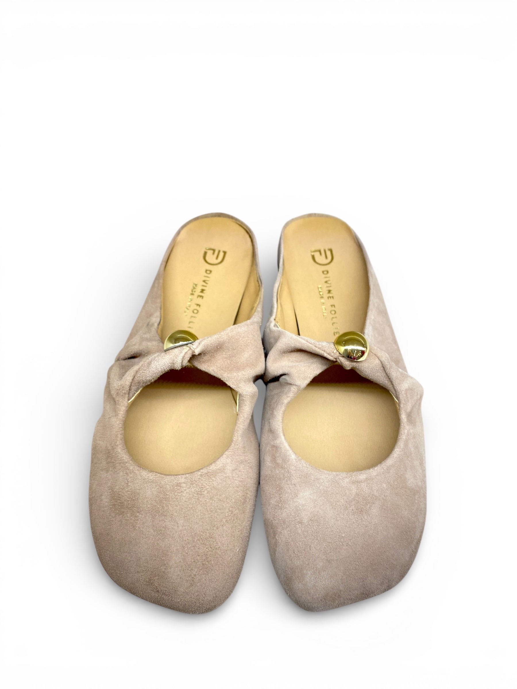 DIVINE FOLLIE SABOT NUDE SFERA ORO
