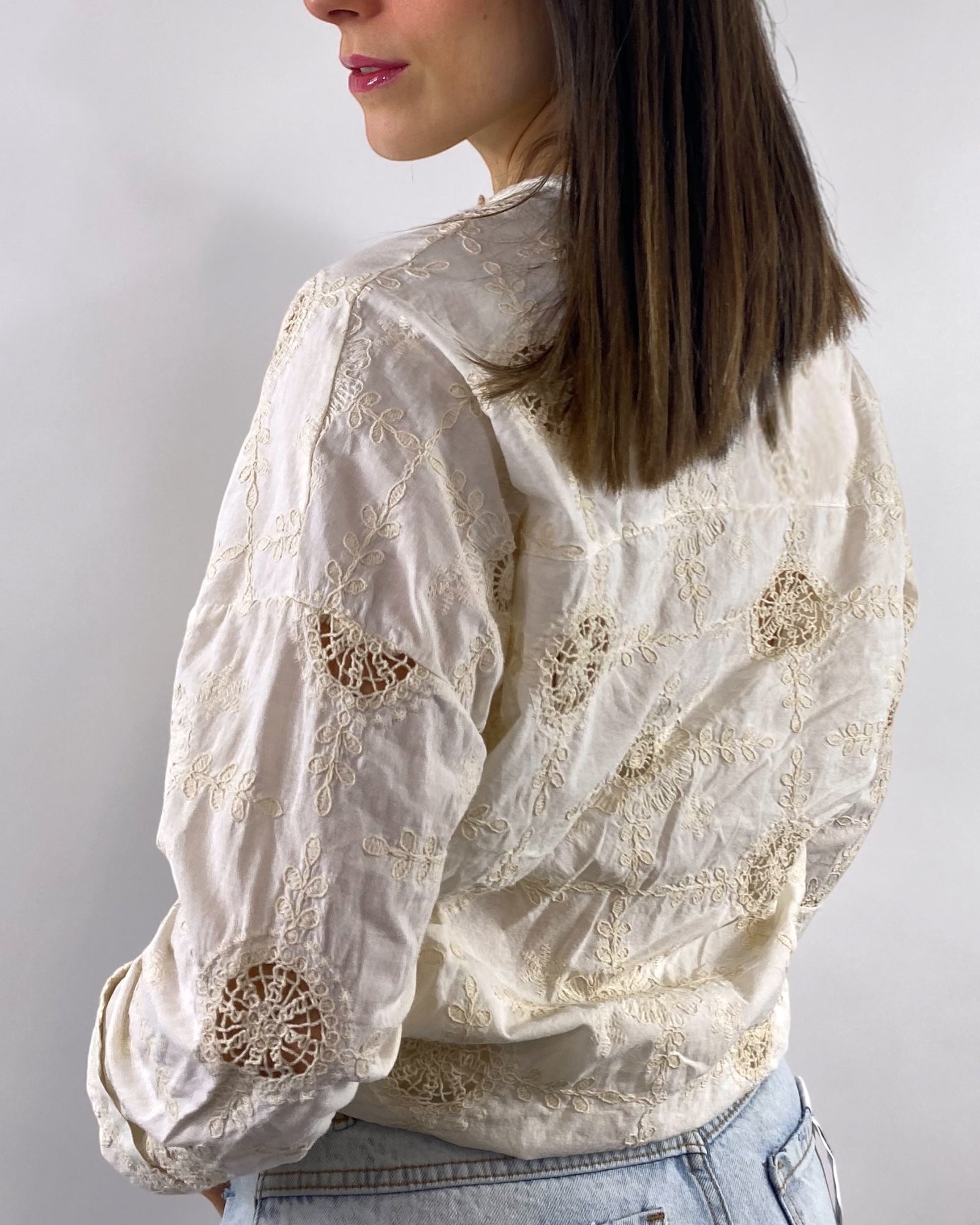 SUSY MIX CAMICIA RICAMI BURRO