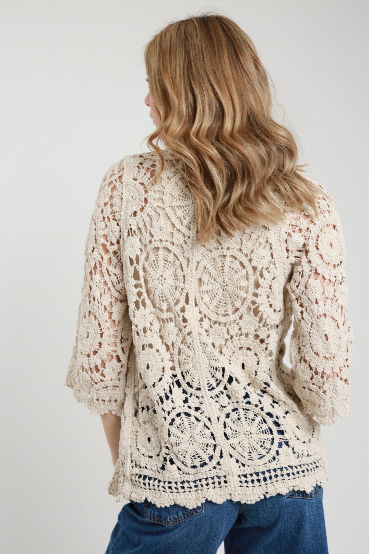SUSY MIX CARDIGAN CROCHET LATTE