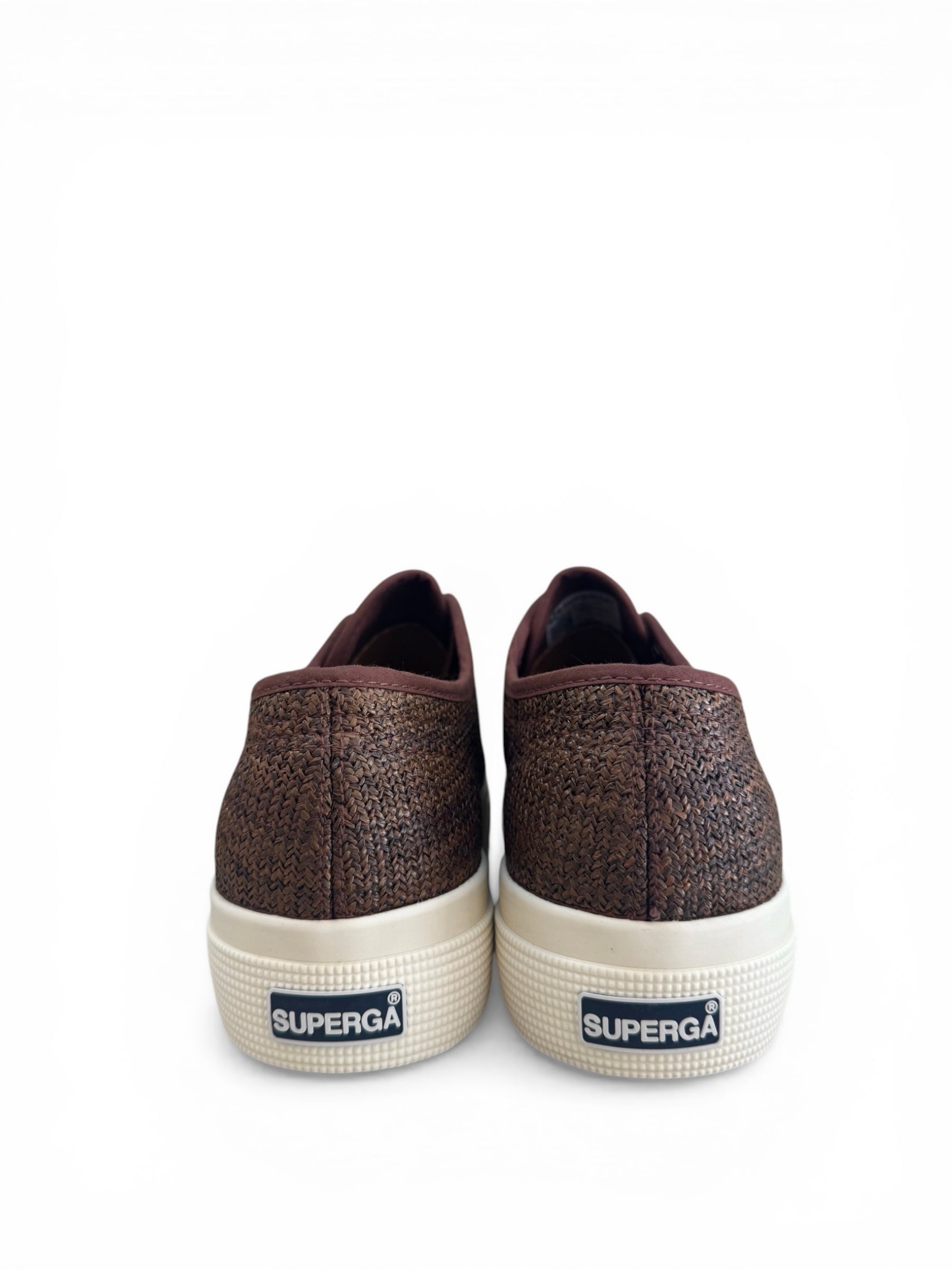 SUPERGA SNEAKERS 2740 PLATFORM RAFFIA BROWN COFFE