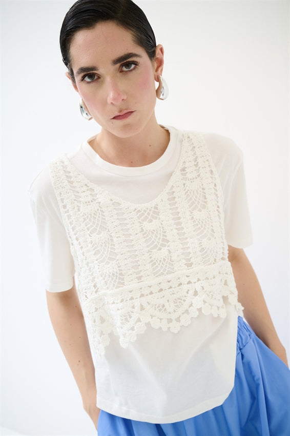 KIKISIX T-SHIRT CON TOP PANNA