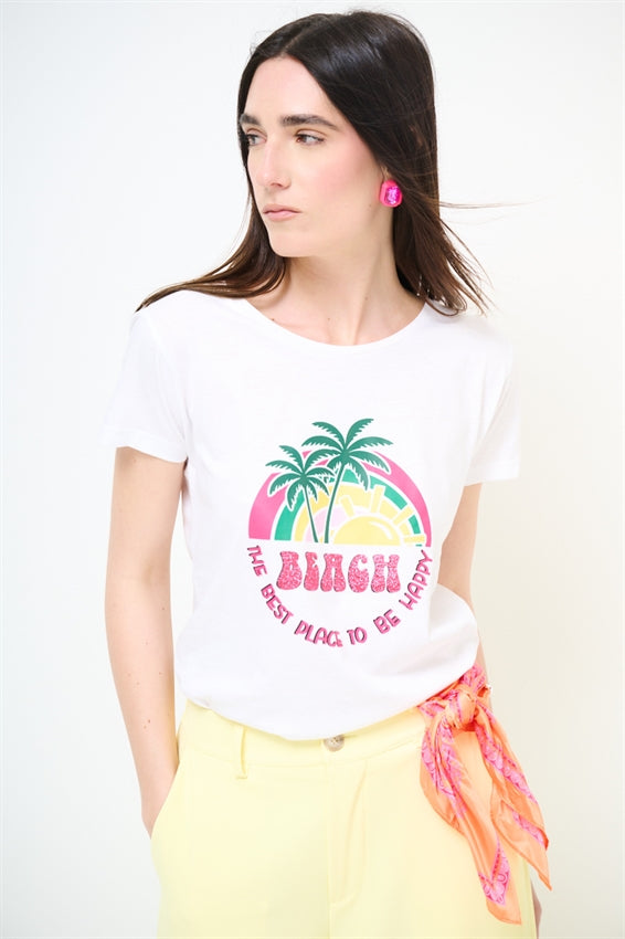 KIKISIX T-SHIRT STAMPA BEACH