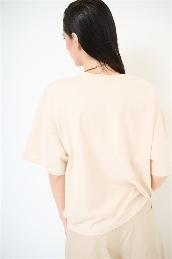 KIKISIX T-SHIRT FIORE MACRAME BEIGE