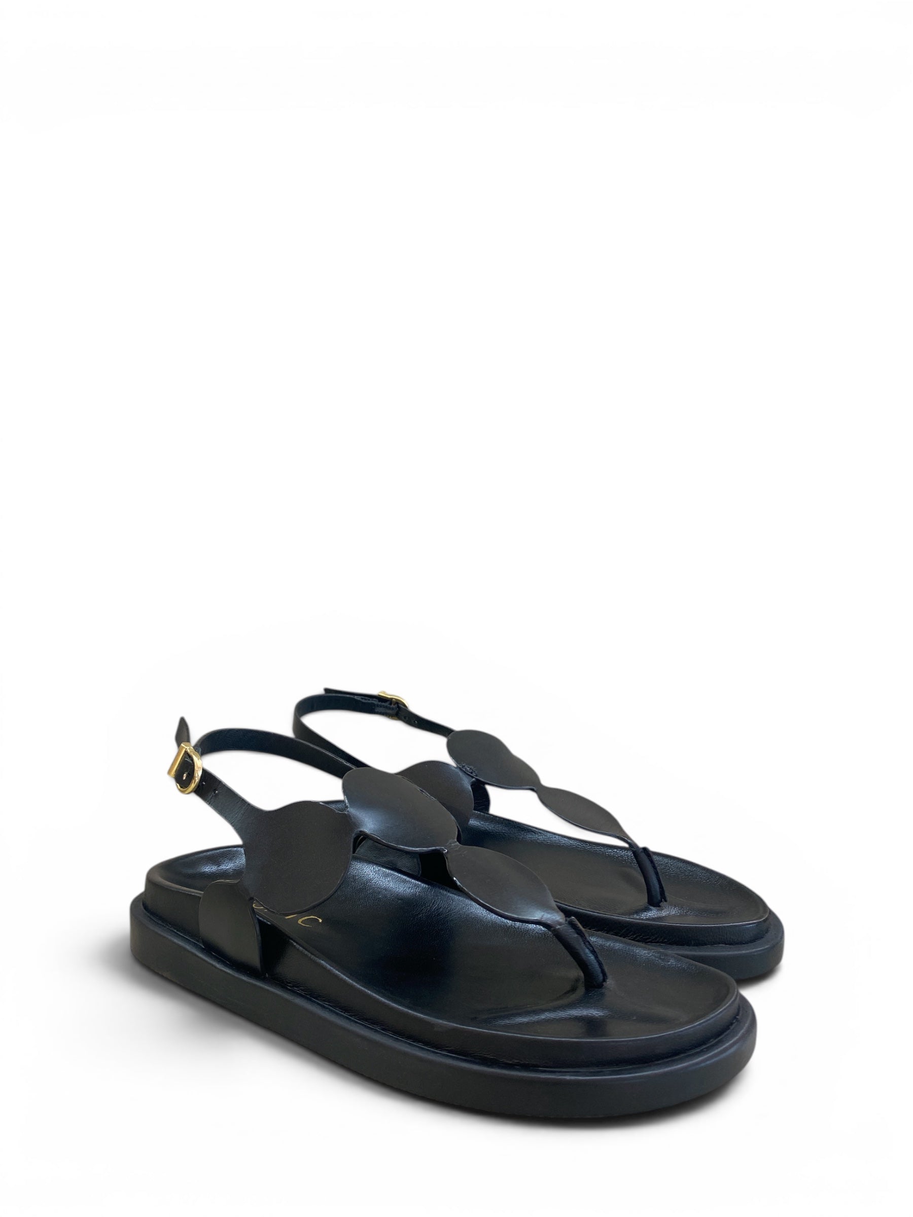 MOSAIC SANDALO PELLE NERA CERCHI