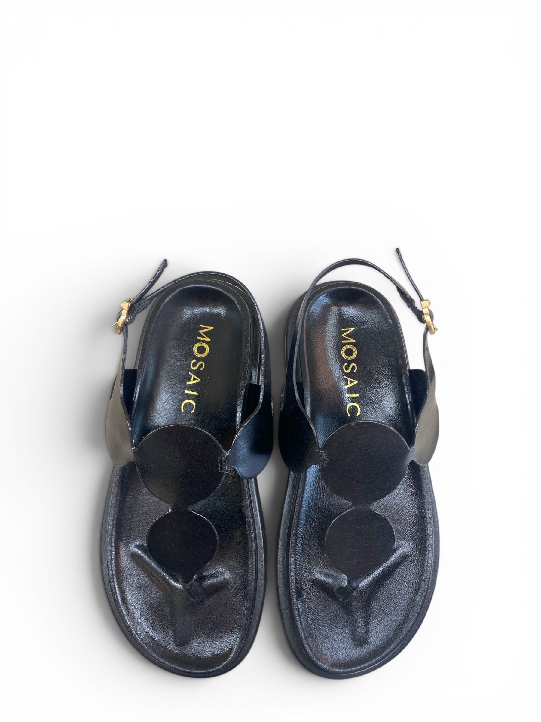 MOSAIC SANDALO PELLE NERA CERCHI