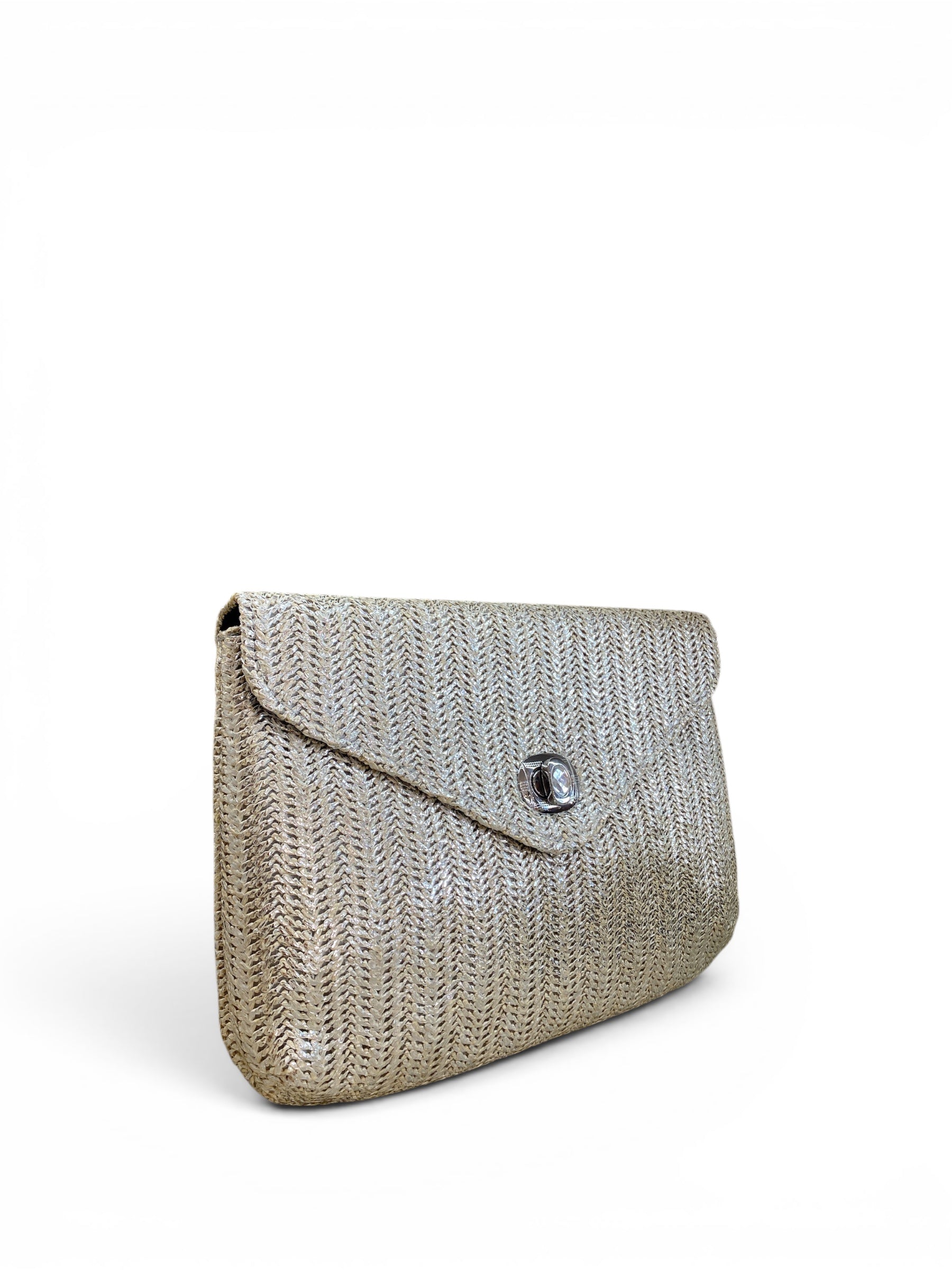 POCHETTE RAFIA ARGENTO