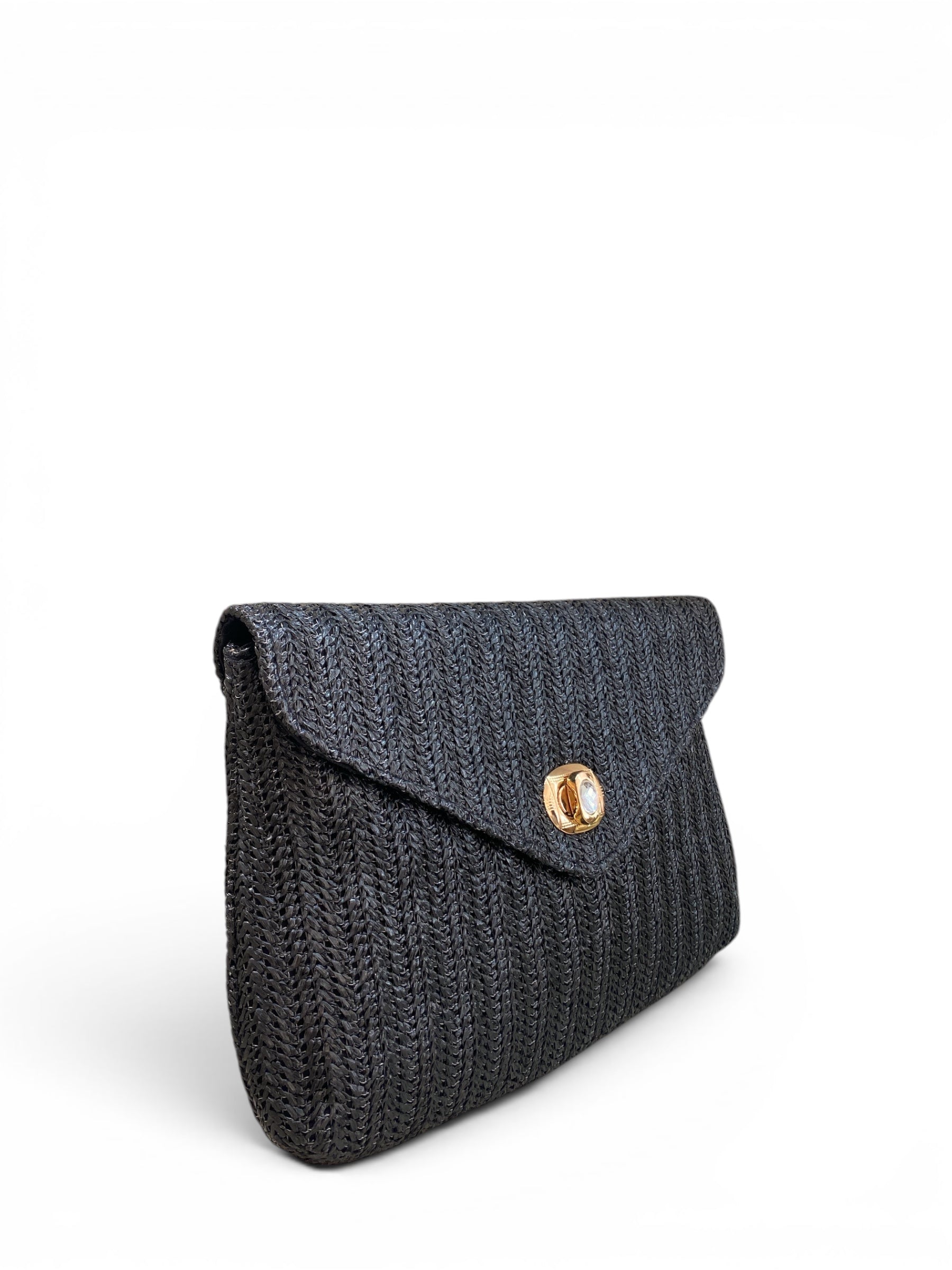 ANNA CECERE POCHETTE RAFIA NERA