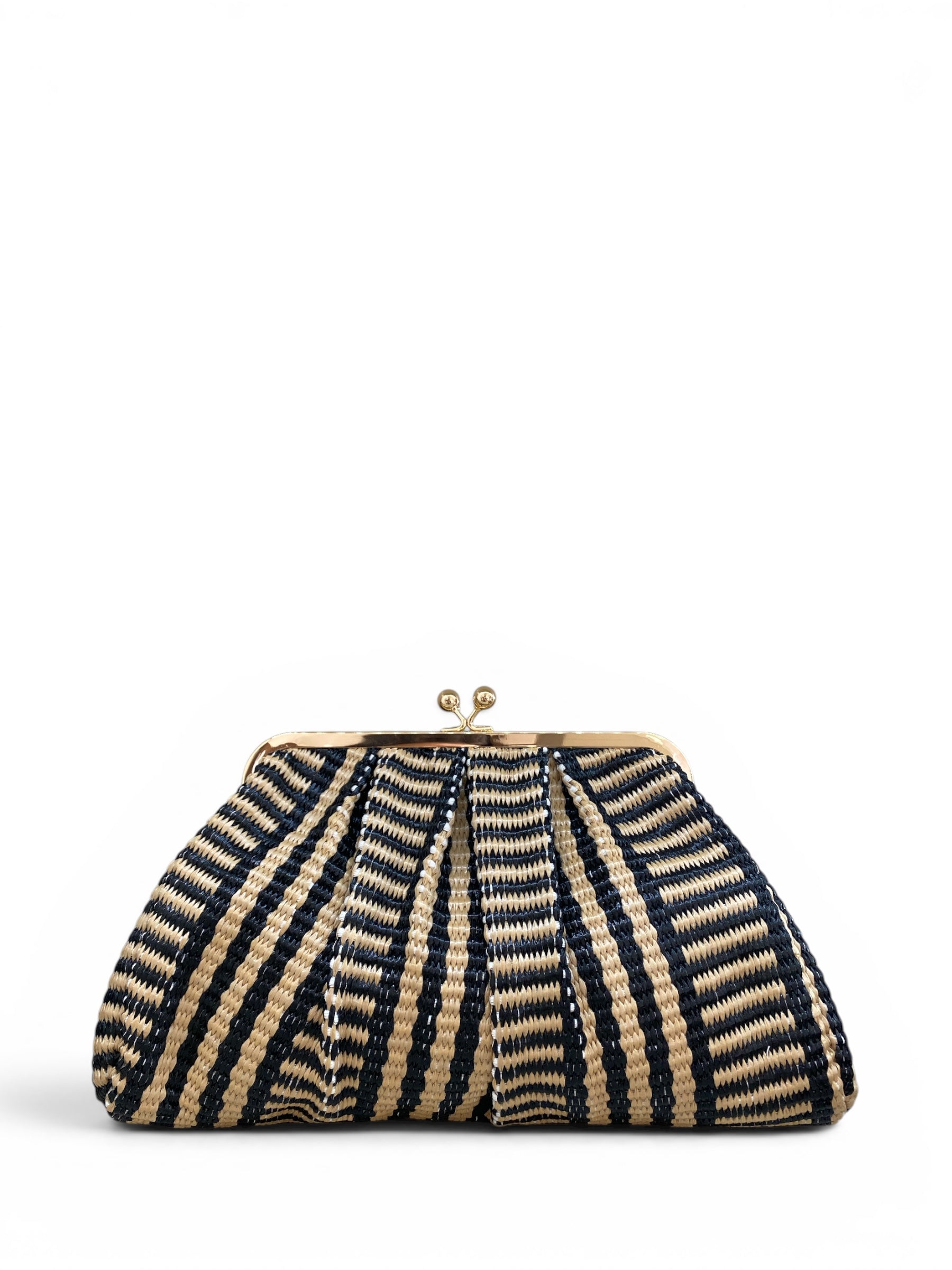 ANNA CECERE POCHETTE PASTICCINO RIGHE NERA