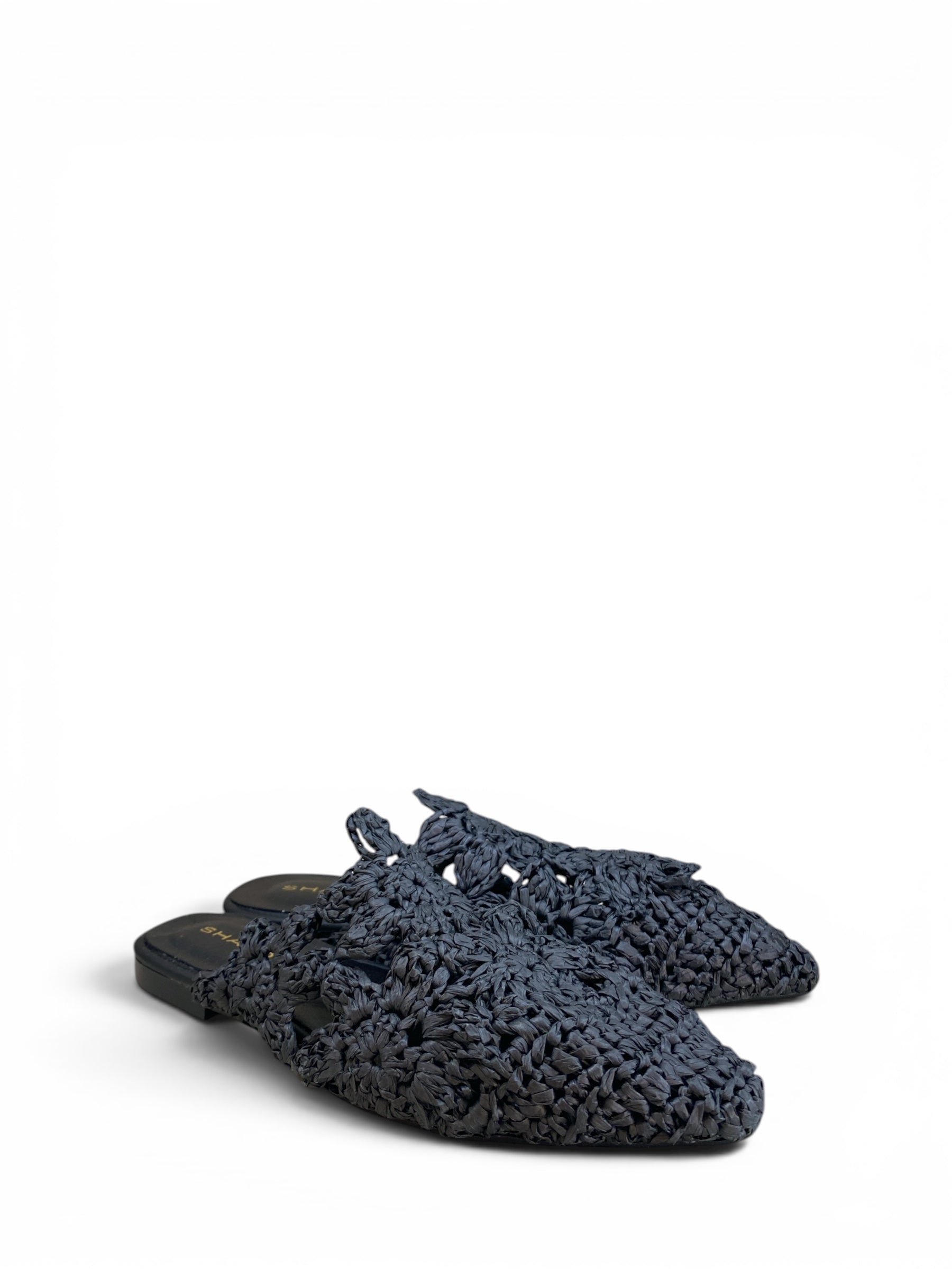 SHADDY MULES RAFIA NERO