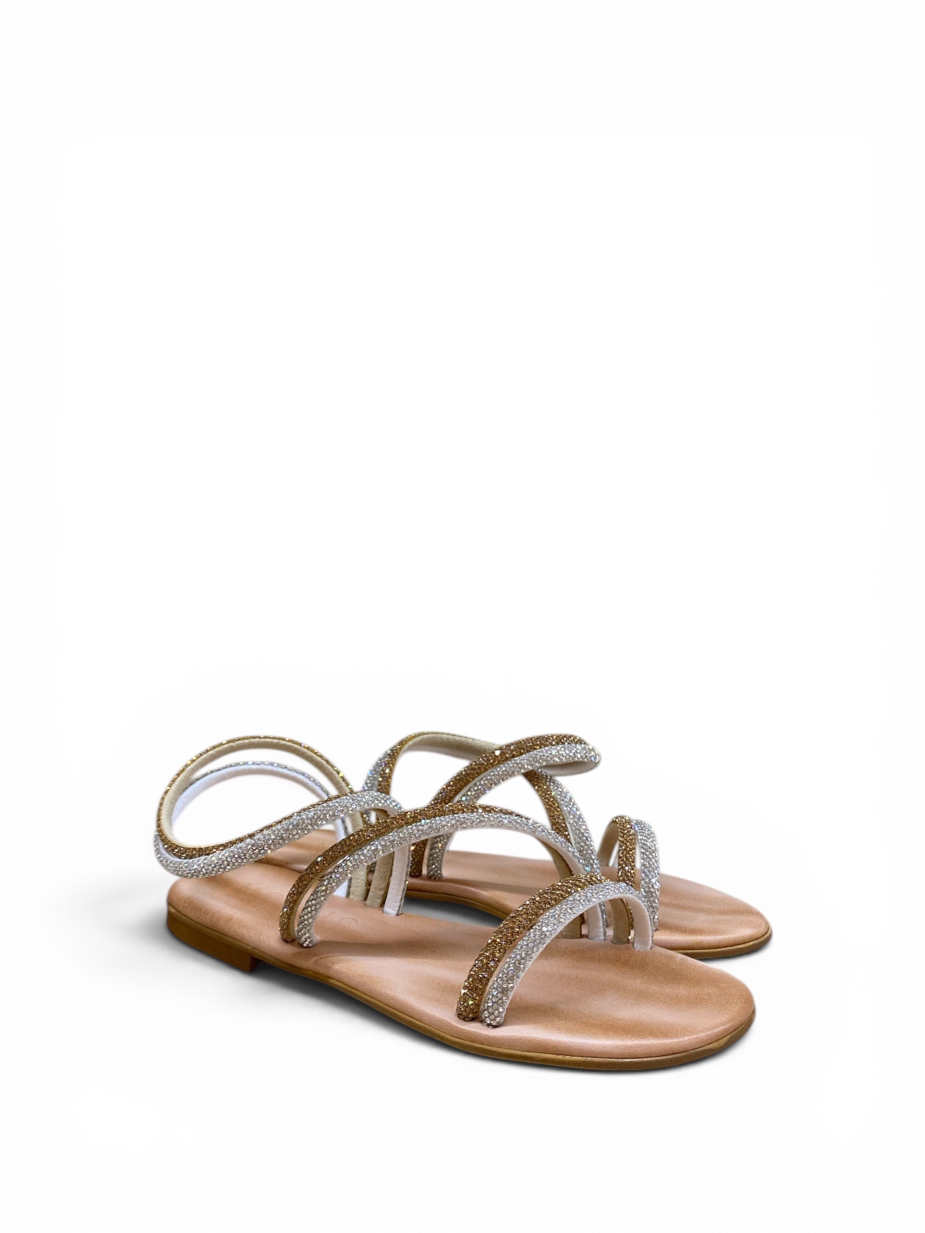 MOSAIC SANDALO STRASS ORO E ARGENTO