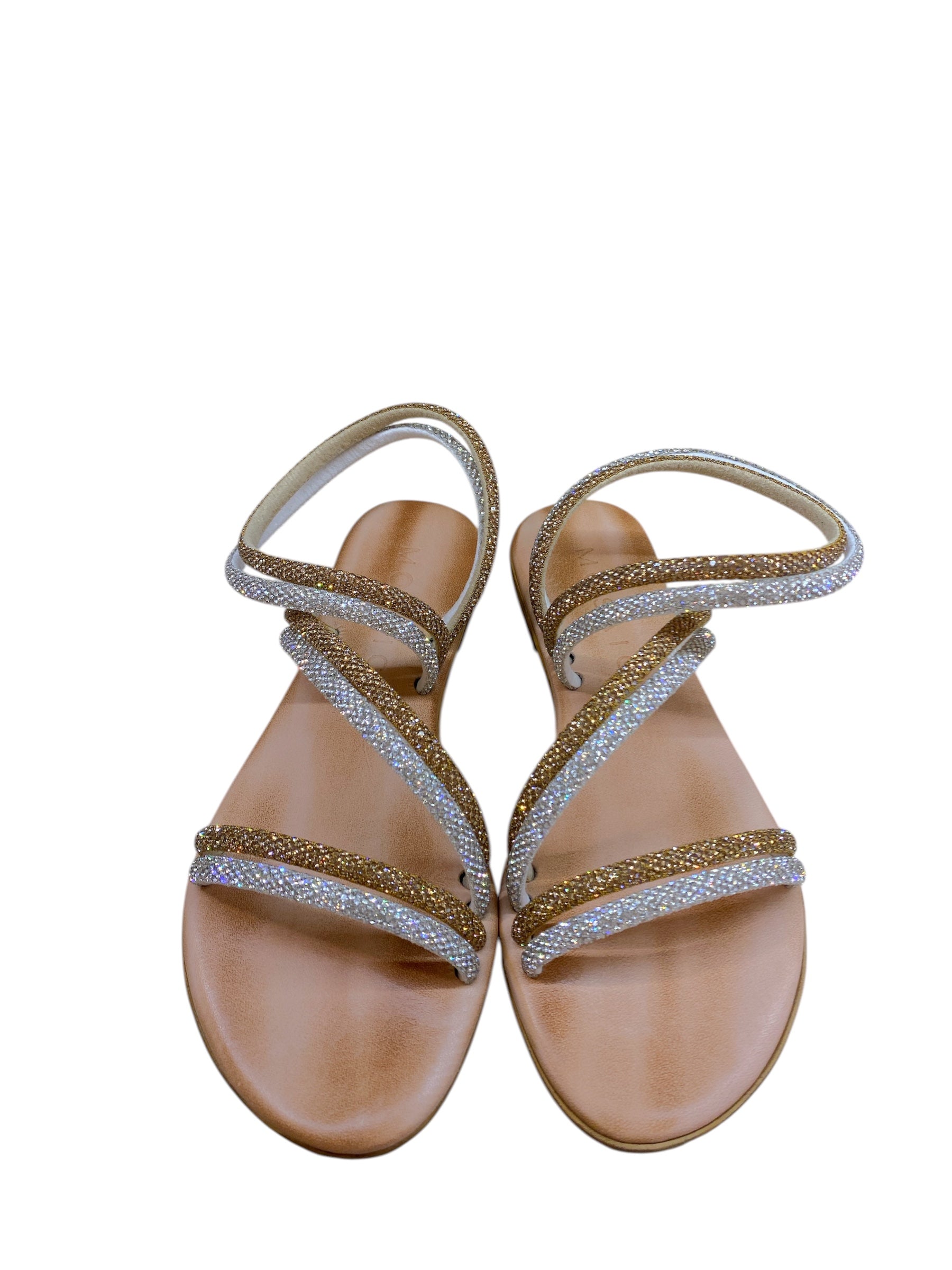 MOSAIC SANDALO STRASS ORO E ARGENTO