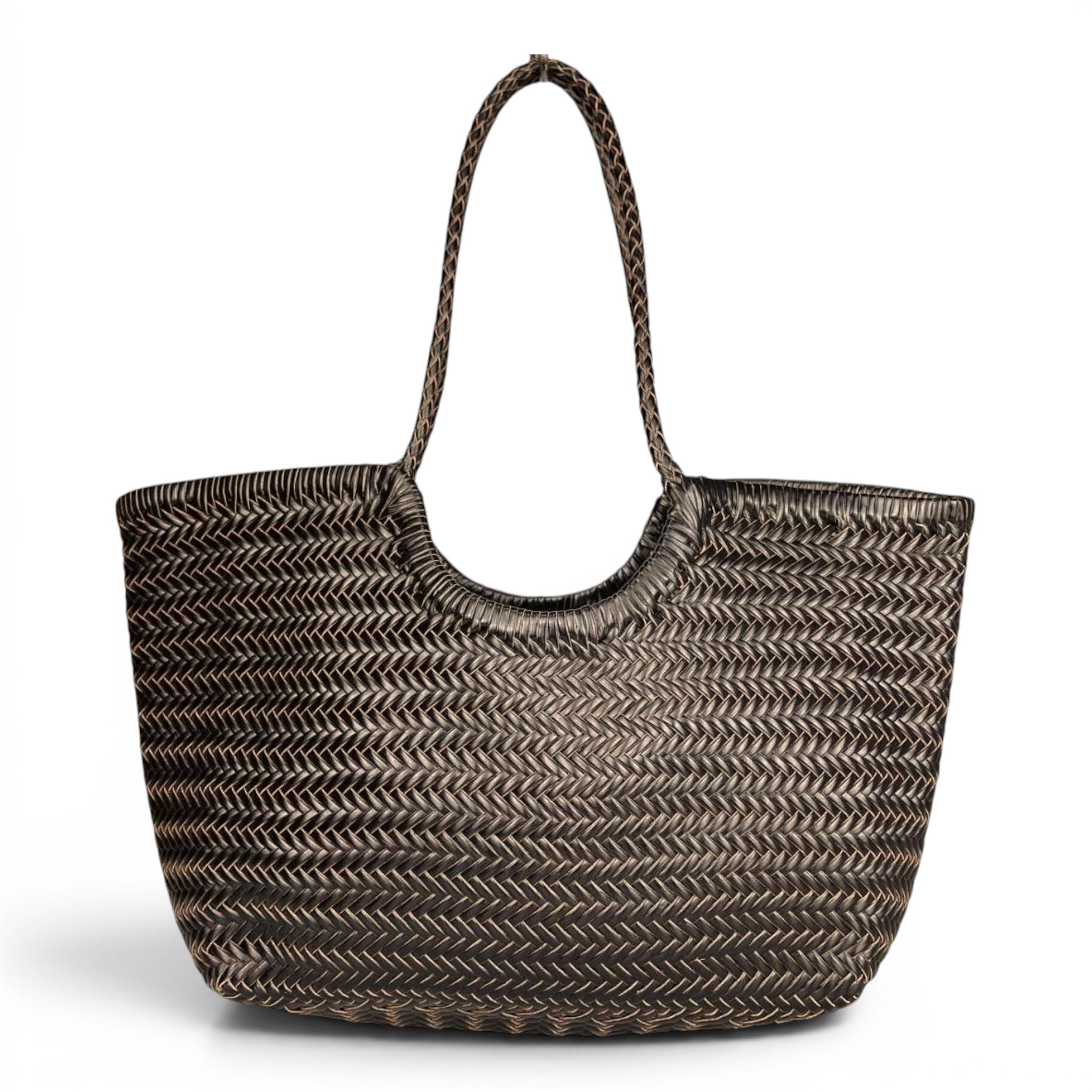 CECILE SHOPPER PELLE INTRECCIATA CAFFÈ