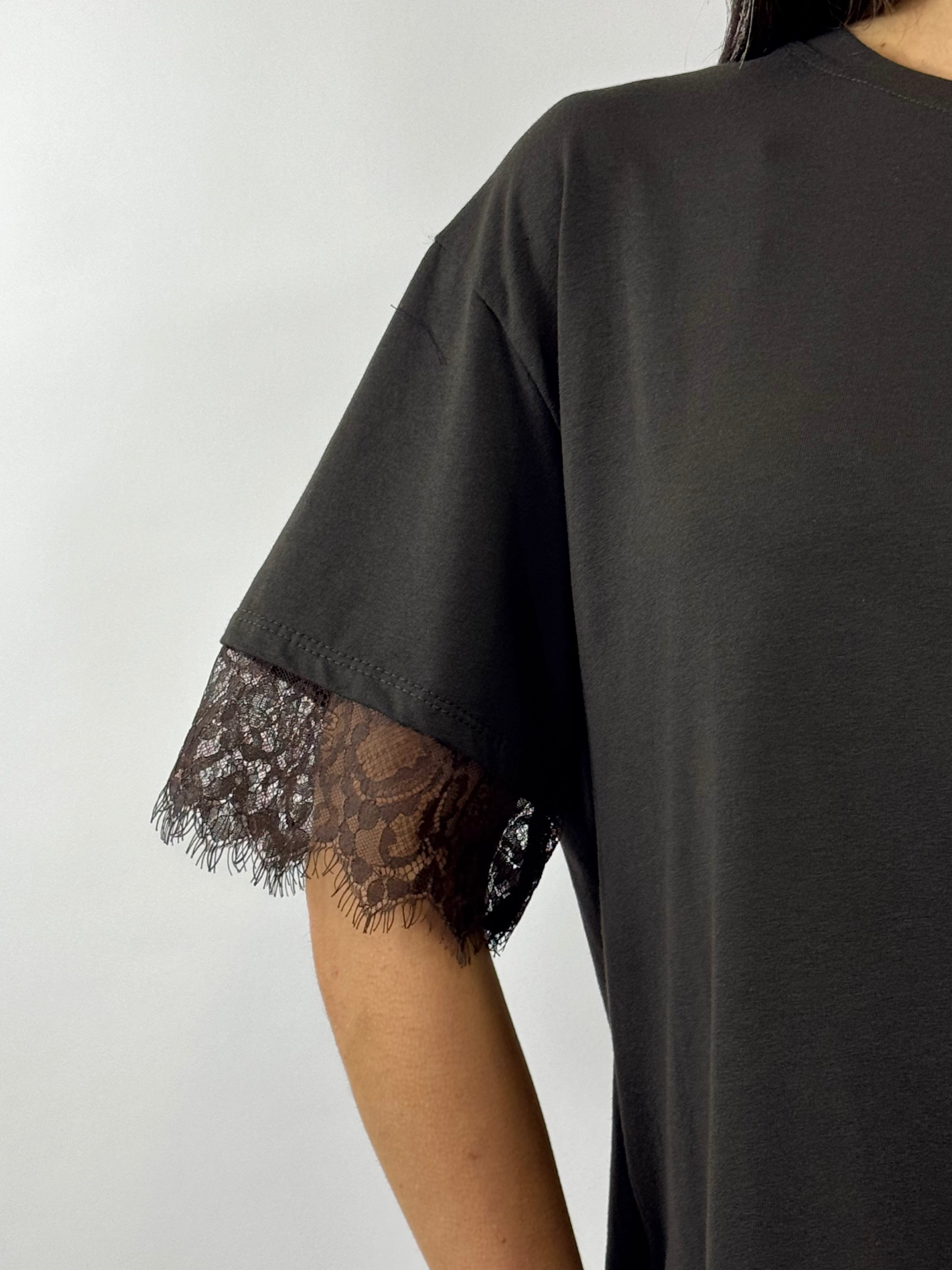 CECILE T-SHIRT CON PIZZO CAFFÈ