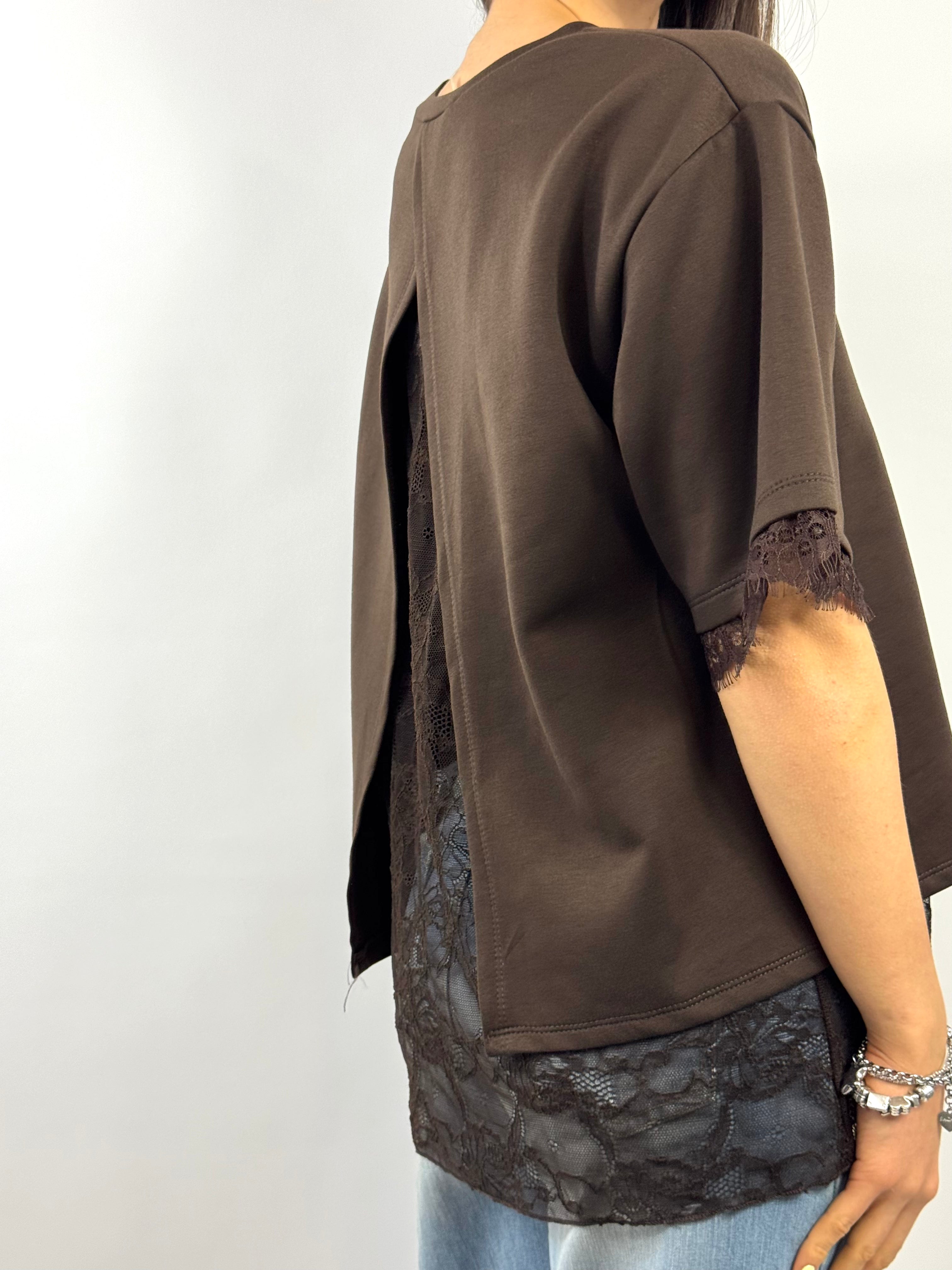 CECILE MAGLIETTA CON PIZZO CIOCCOLATO