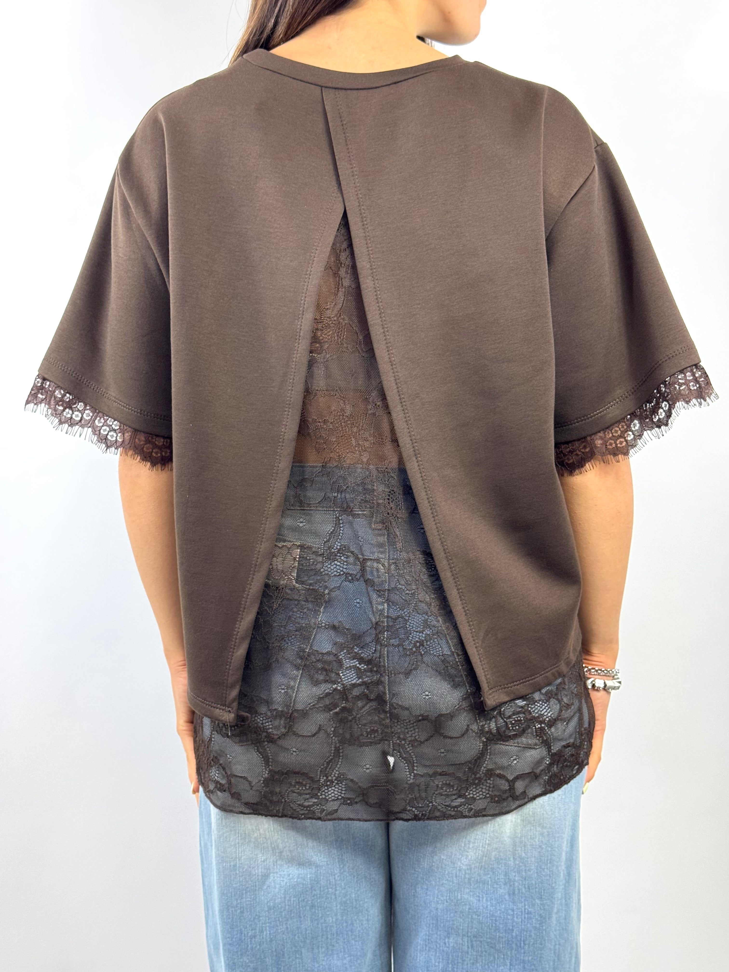 CECILE MAGLIETTA CON PIZZO CIOCCOLATO