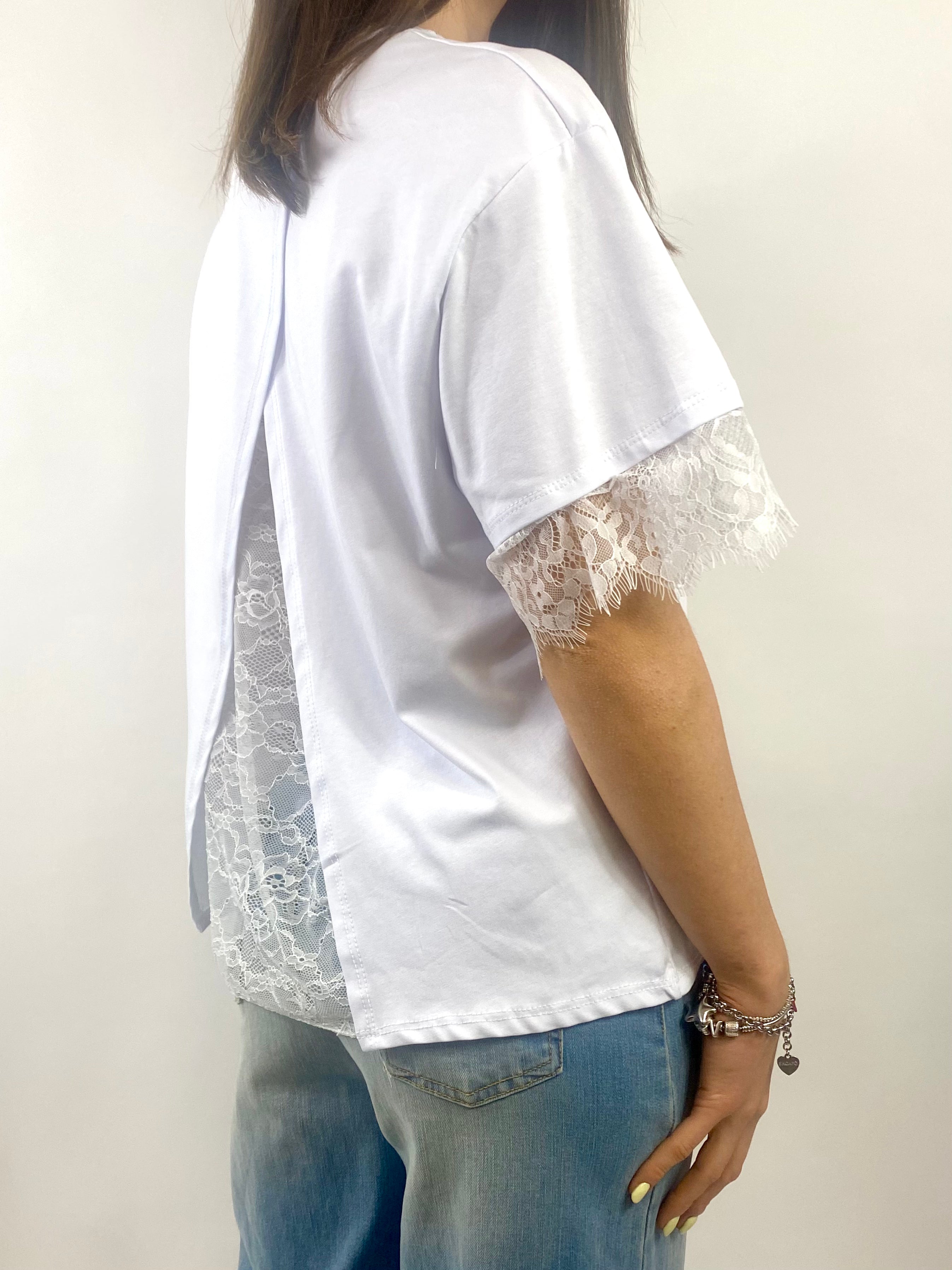 CECILE T-SHIRT BIANCA CON PIZZO