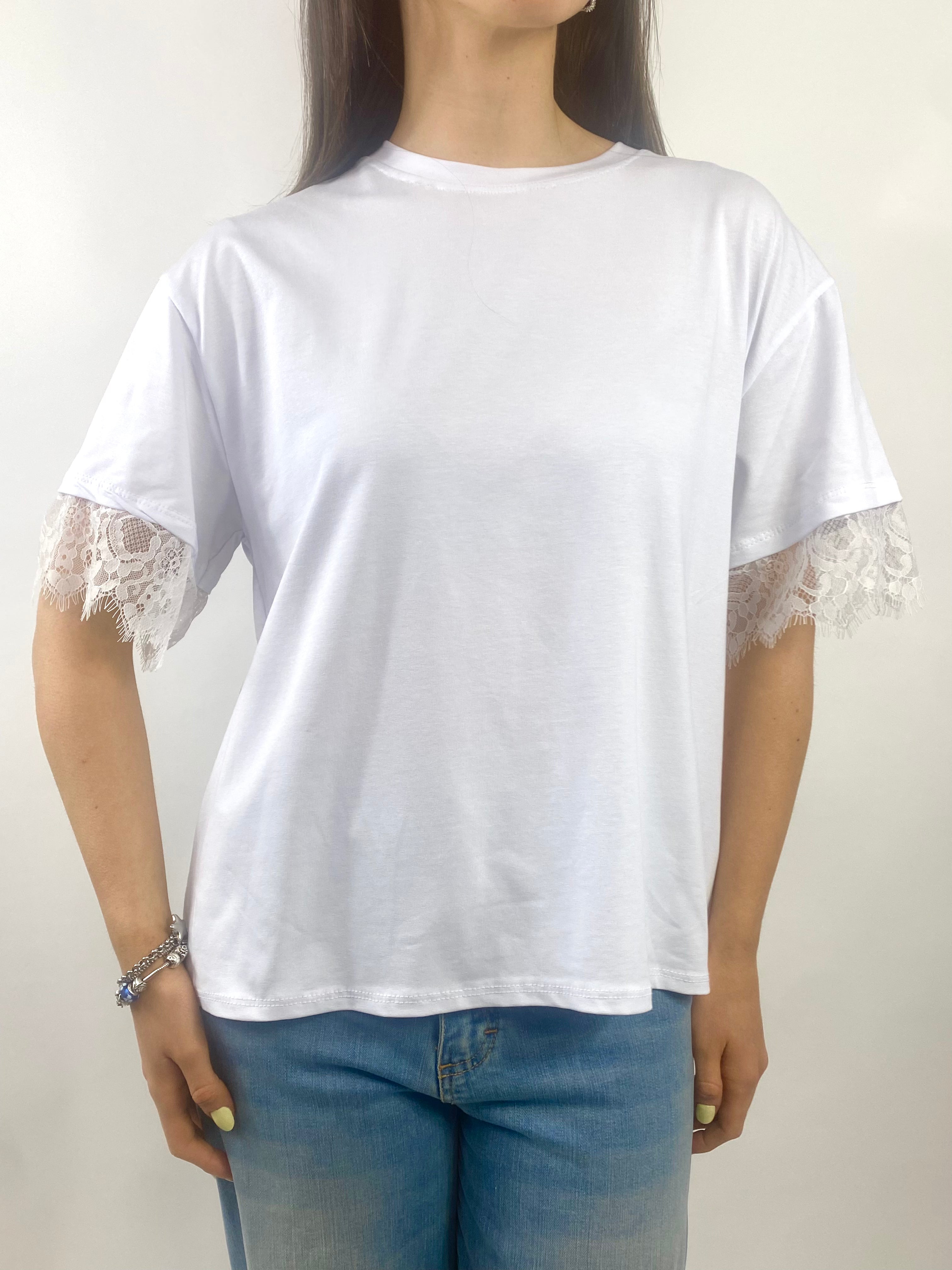 CECILE T-SHIRT BIANCA CON PIZZO