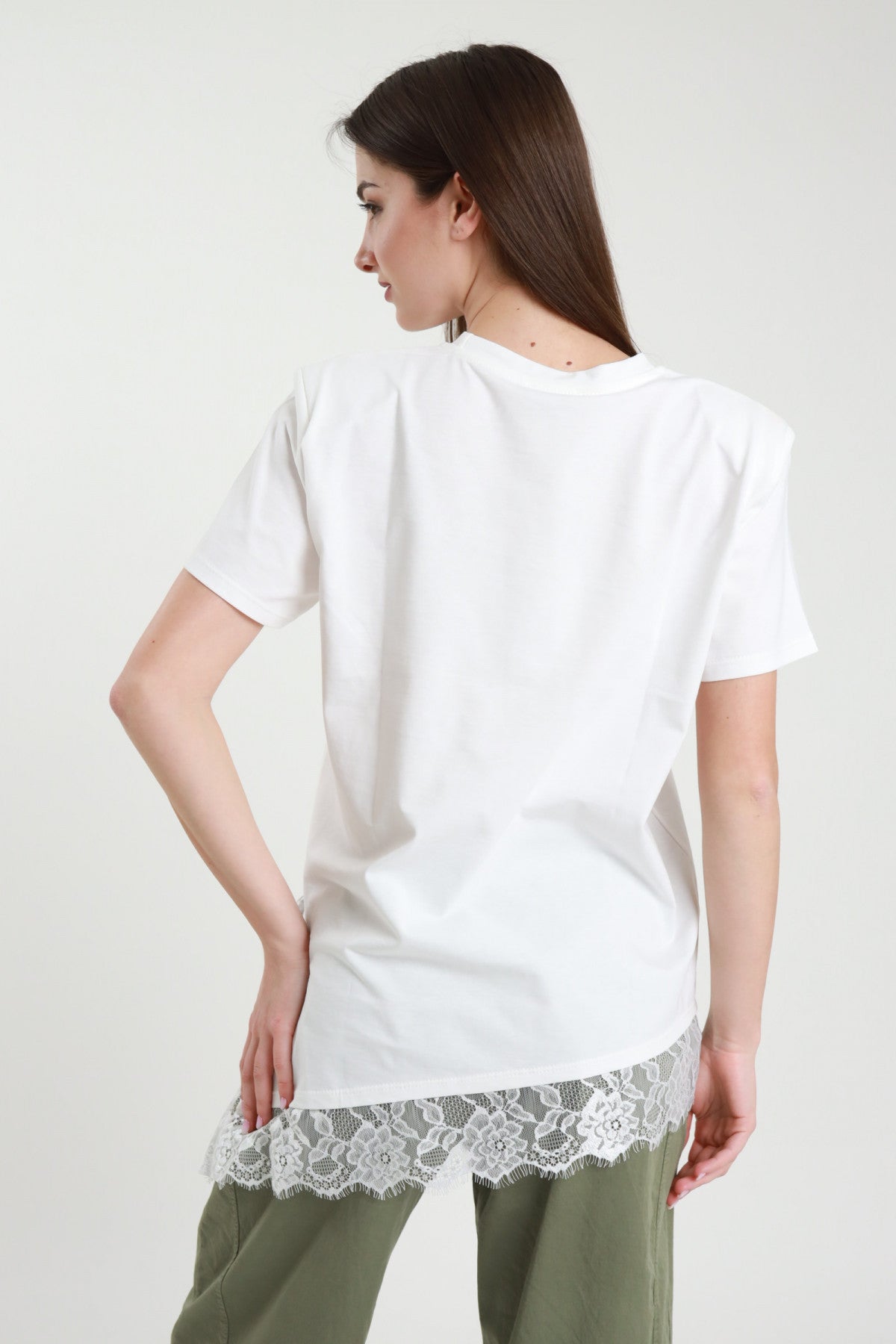 SUSY MIX T-SHIRT CON PIZZO LATTE