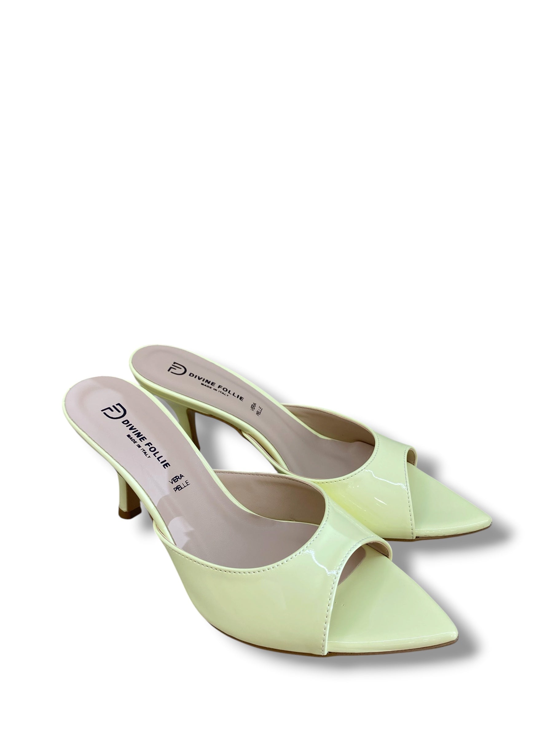 DIVINE FOLLIE CIABATTA CON TACCO VERNICE GIALLO
