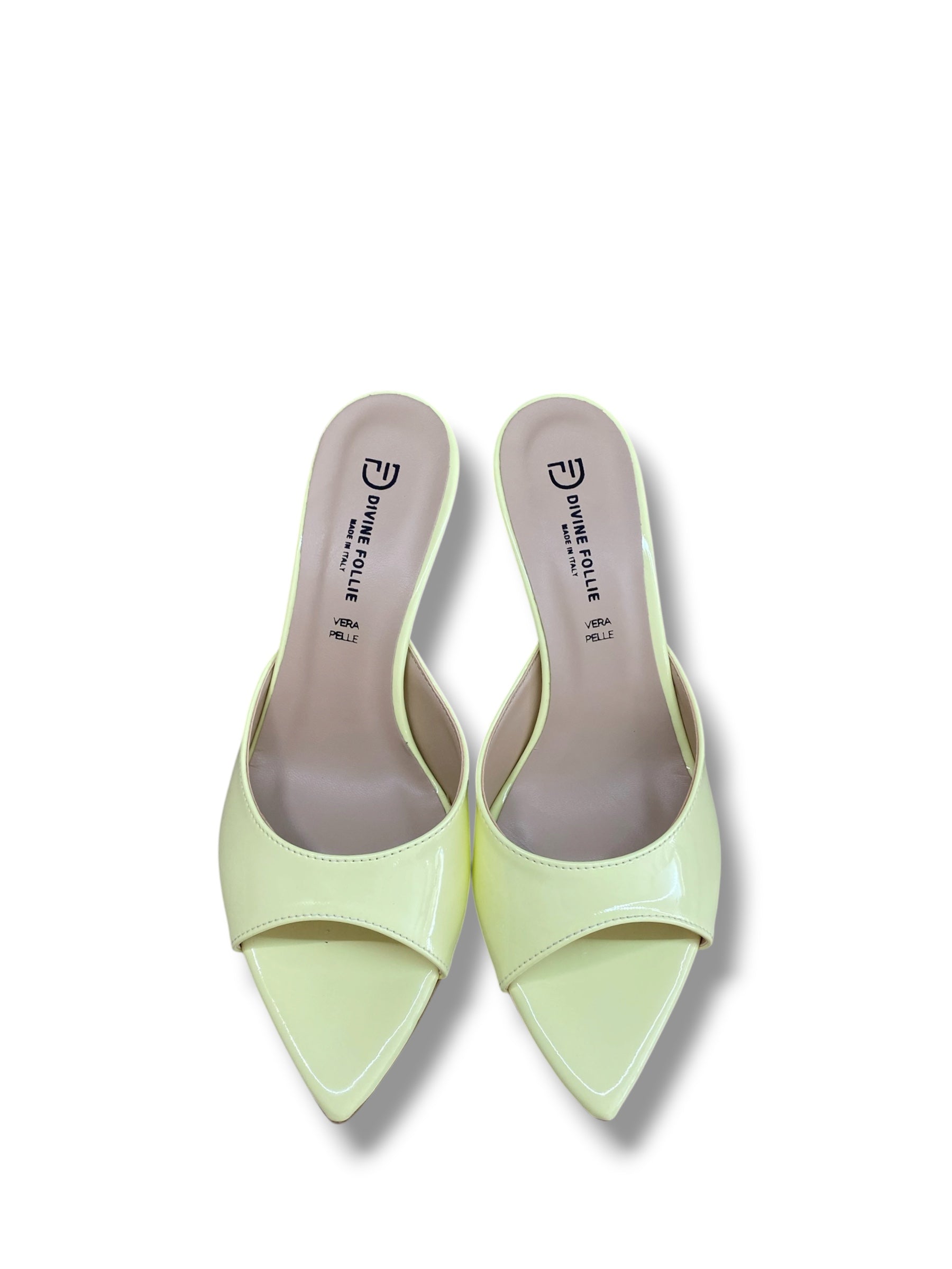 DIVINE FOLLIE CIABATTA CON TACCO VERNICE GIALLO