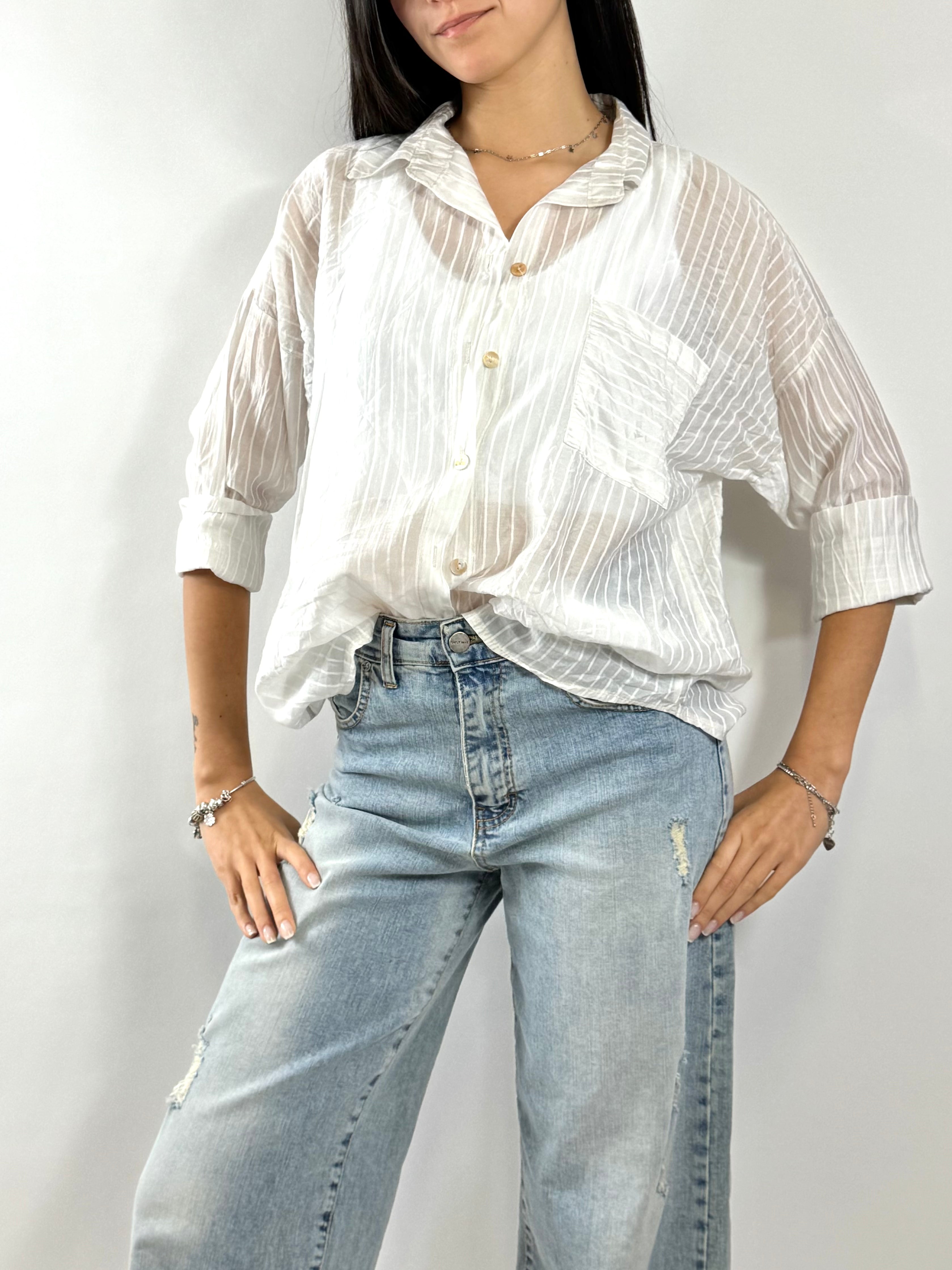 CECILE CAMICIA A RIGHE BIANCA