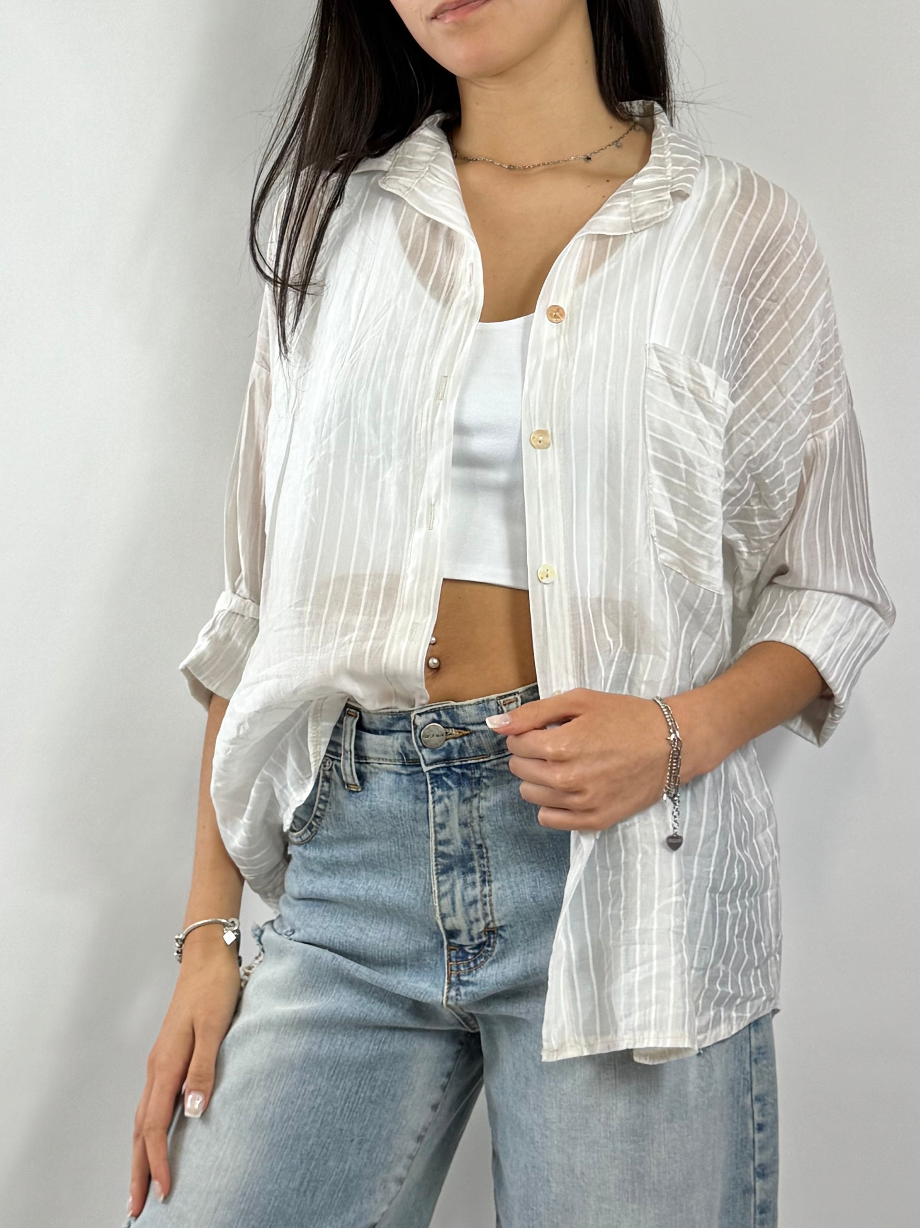 CECILE CAMICIA A RIGHE BIANCA