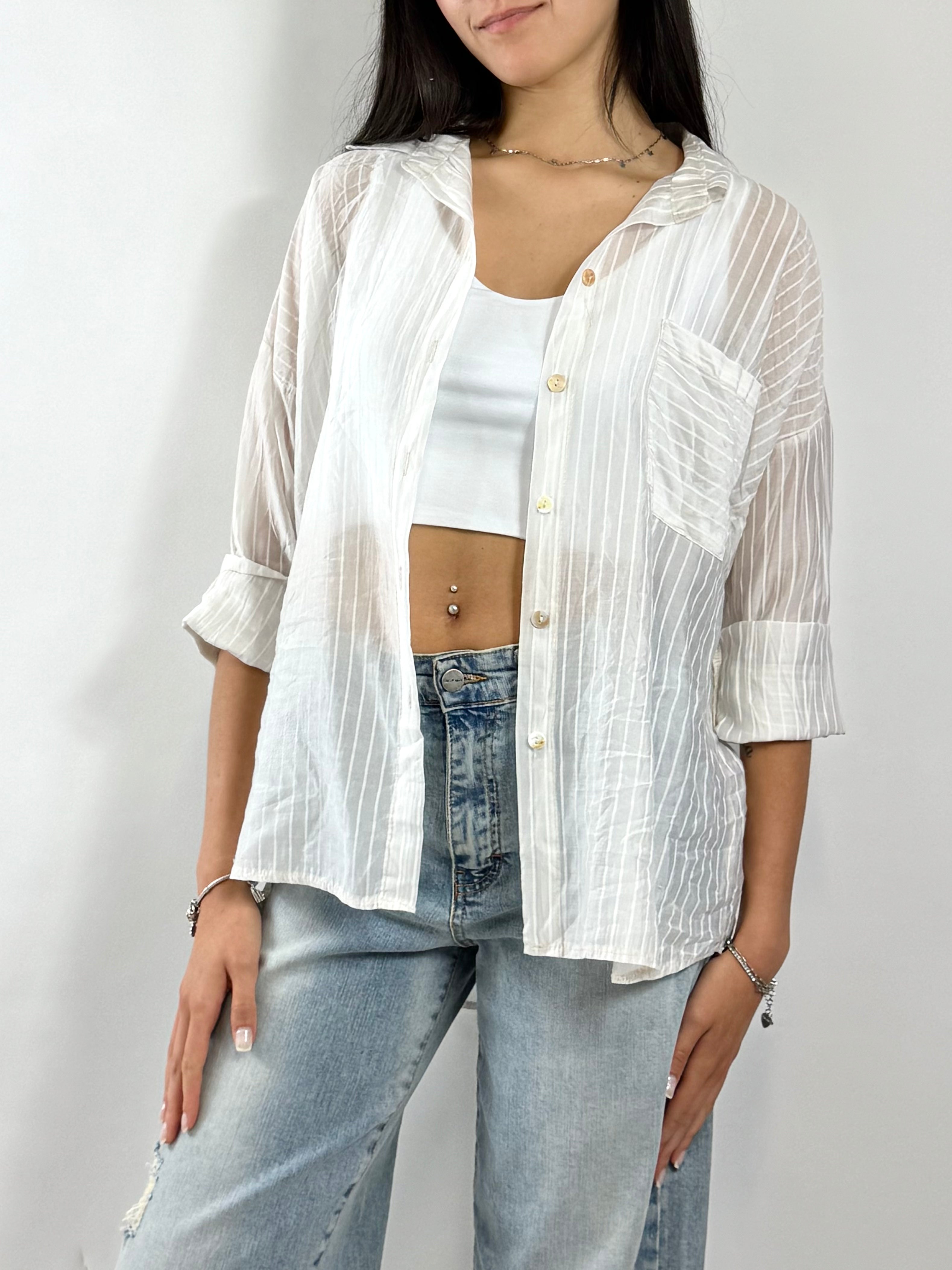 CECILE CAMICIA A RIGHE BIANCA