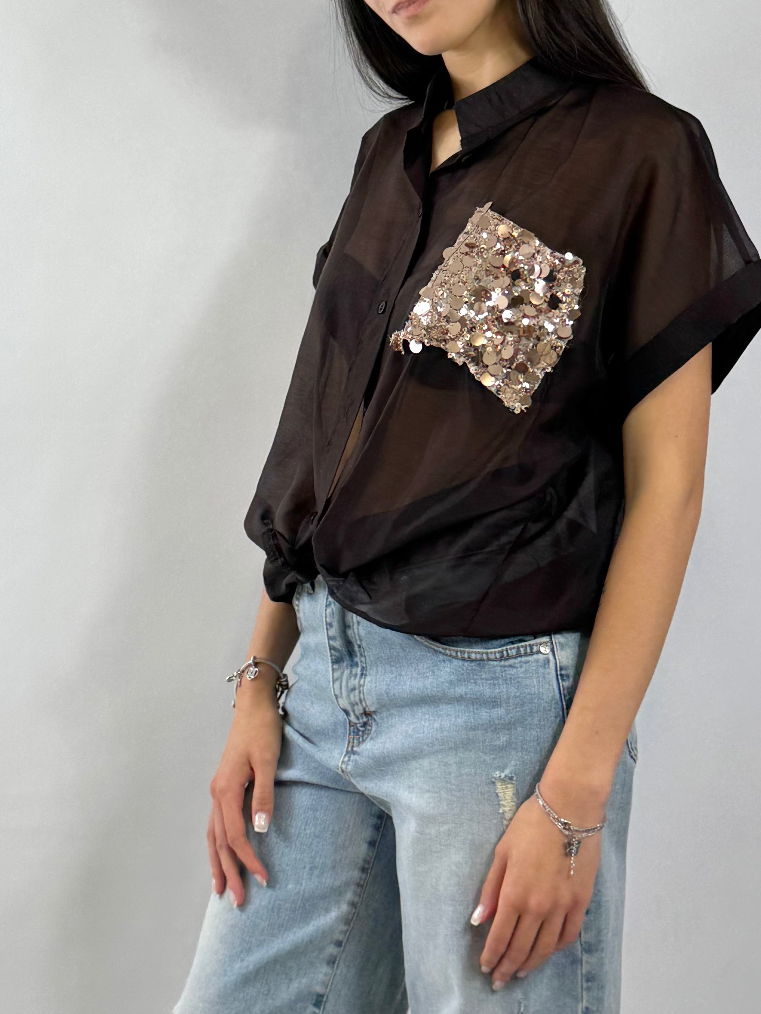 CECILE CAMICIA TASCA PAILLETTES MORO