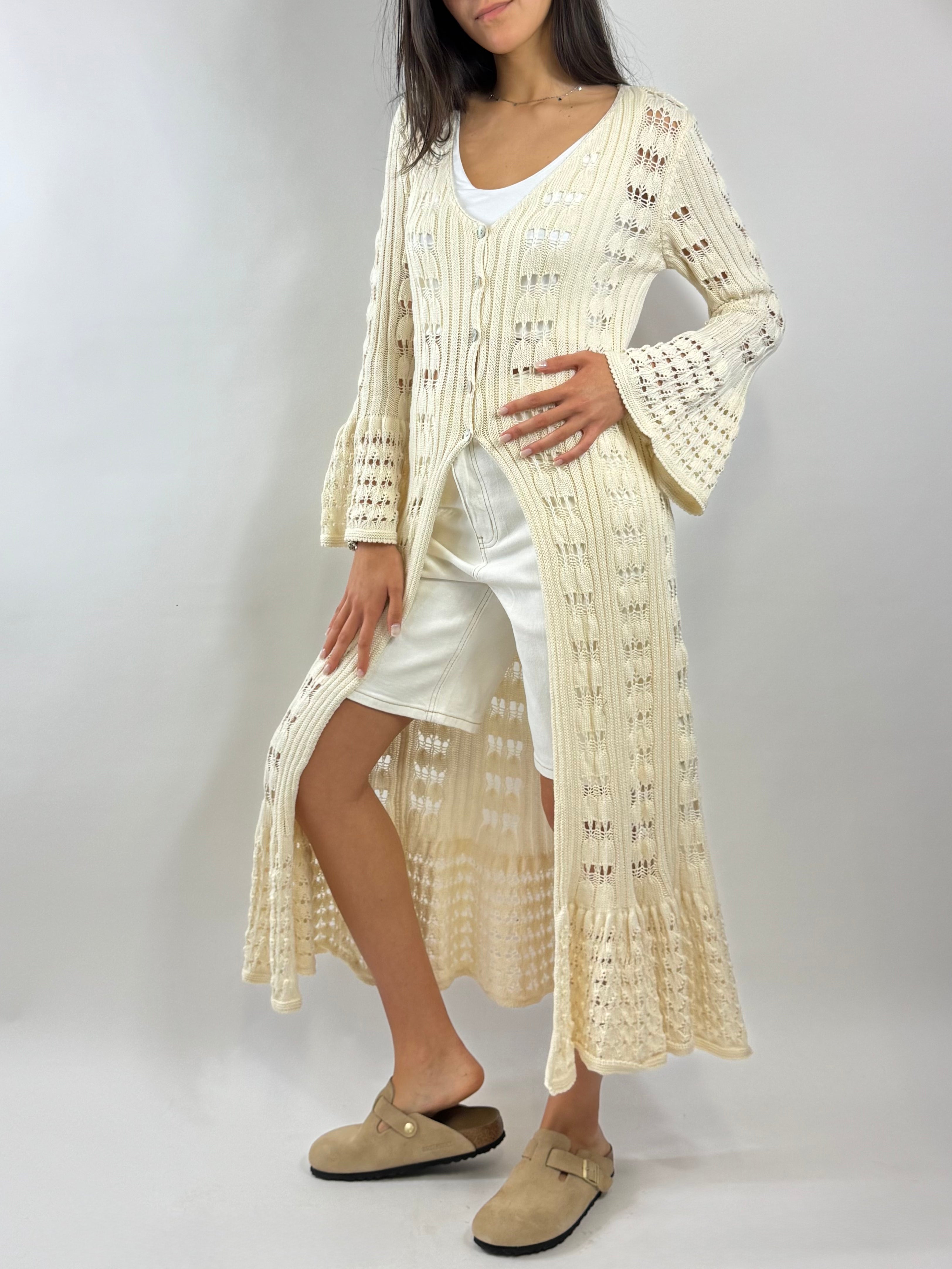 CECILE GARDIGAN LUNGO IN MAGLIA BEIGE
