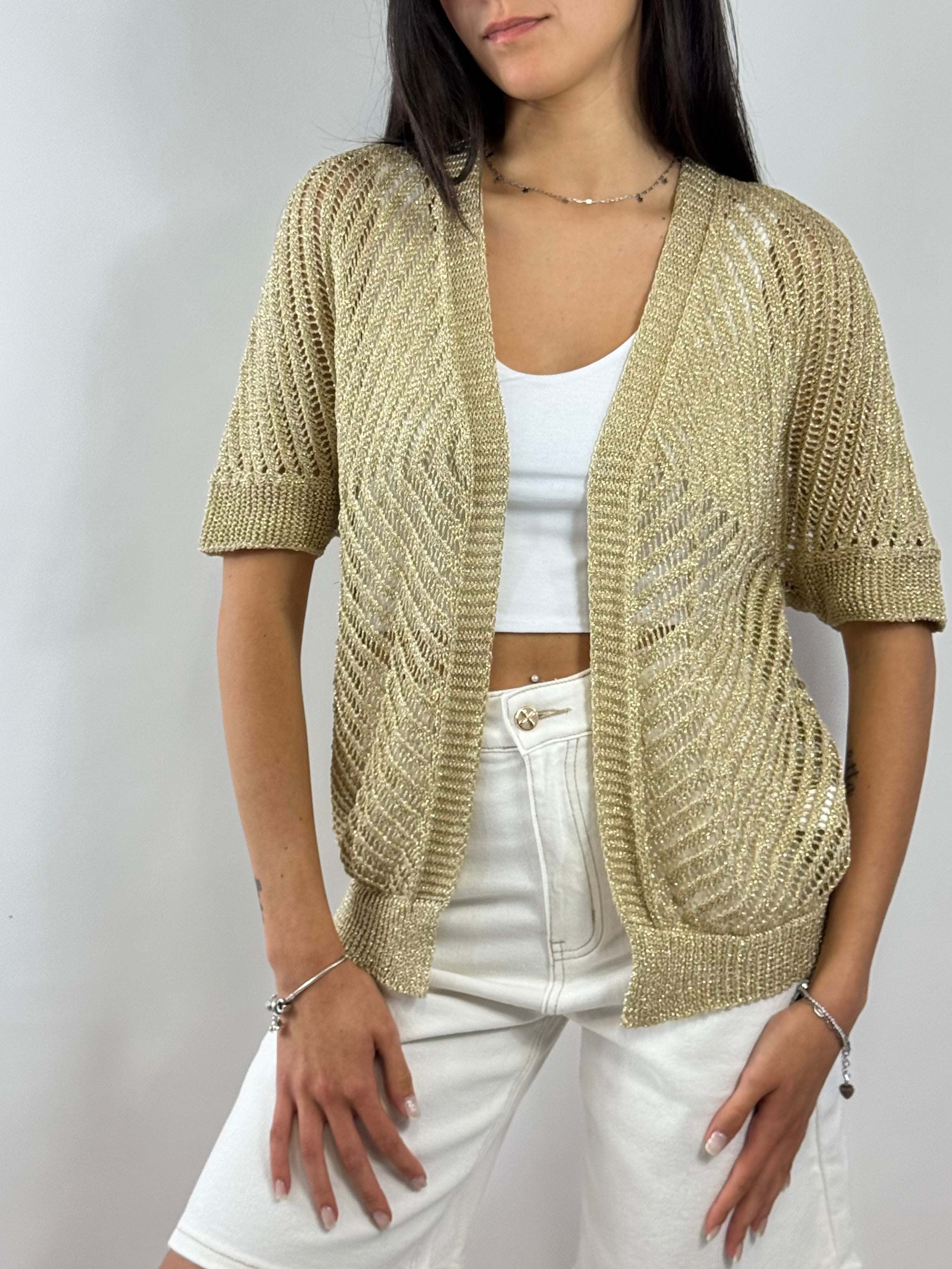 CECILE CARDIGAN LAMÈ ORO
